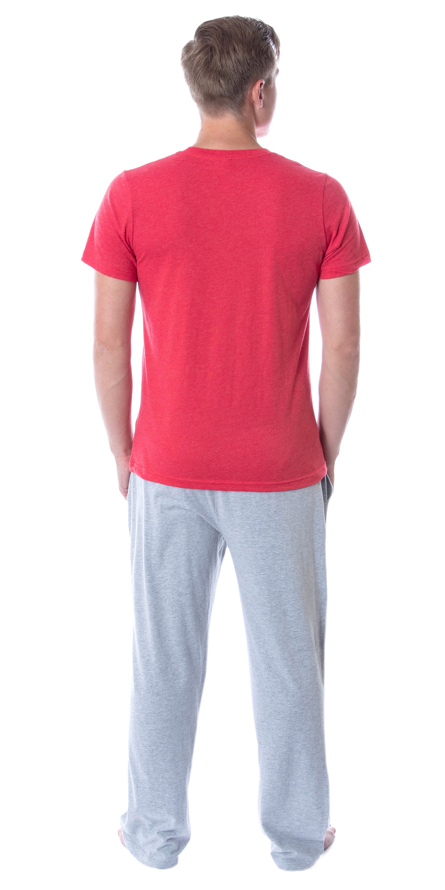 Intimo Men's 2 Piece Pajama Set Cotton/Poly Blend Jersey Knit Lounge Pants With Soft T-Shirt Top