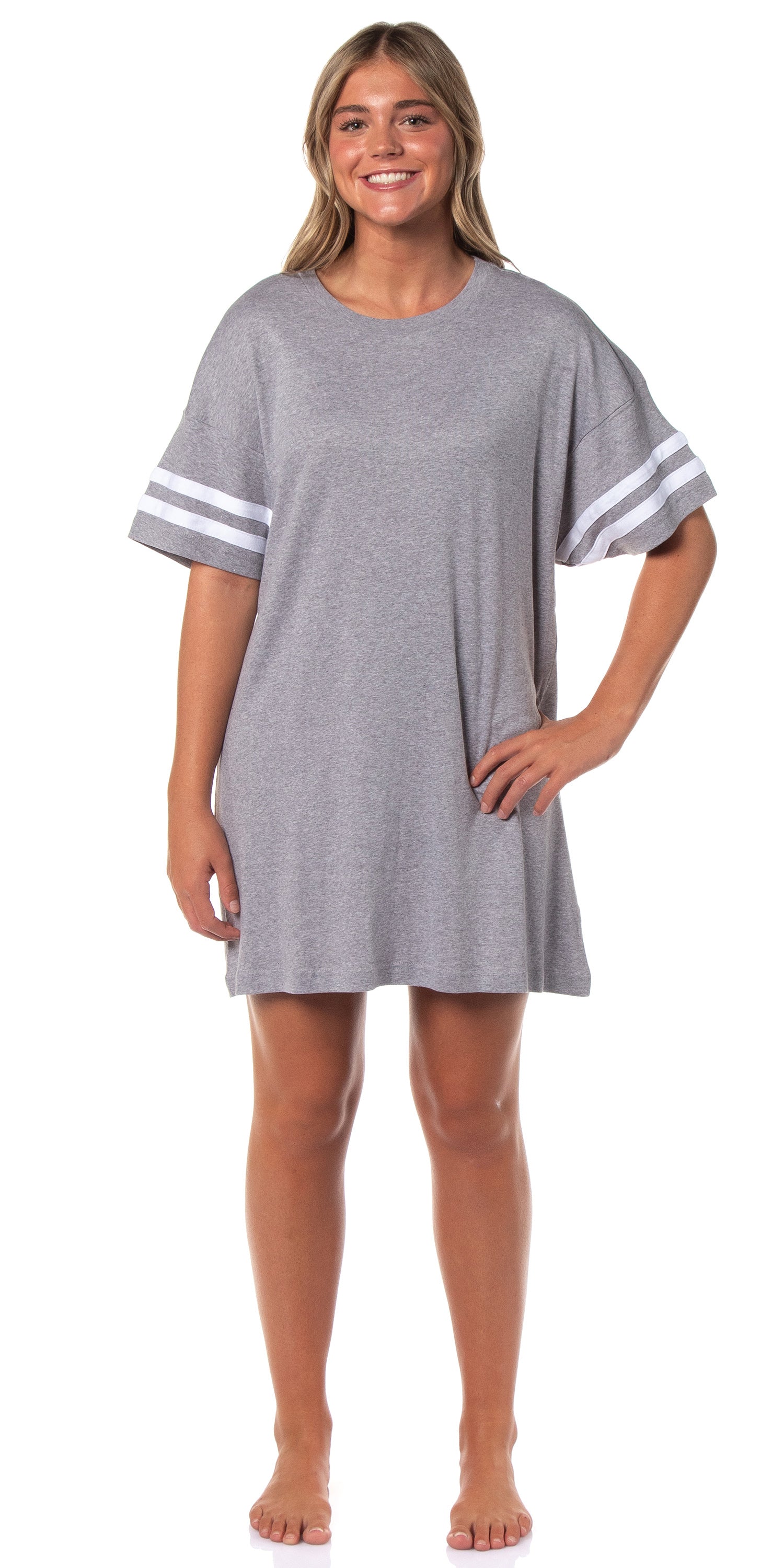 Women's Multiple Colors Available Varsity Varsity Nightgown Pajama Shirt Dress For Adults