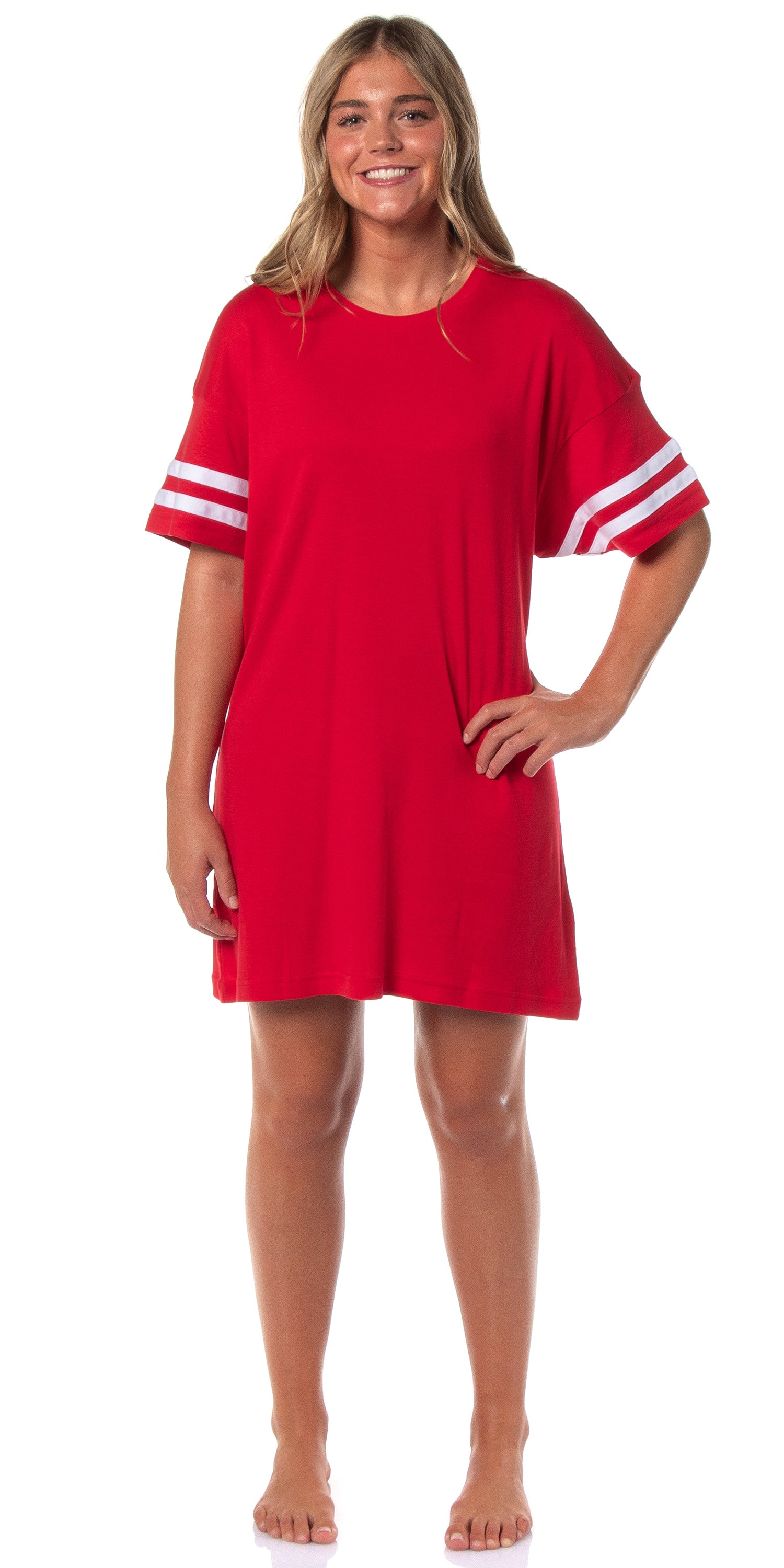 Women's Multiple Colors Available Varsity Varsity Nightgown Pajama Shirt Dress For Adults