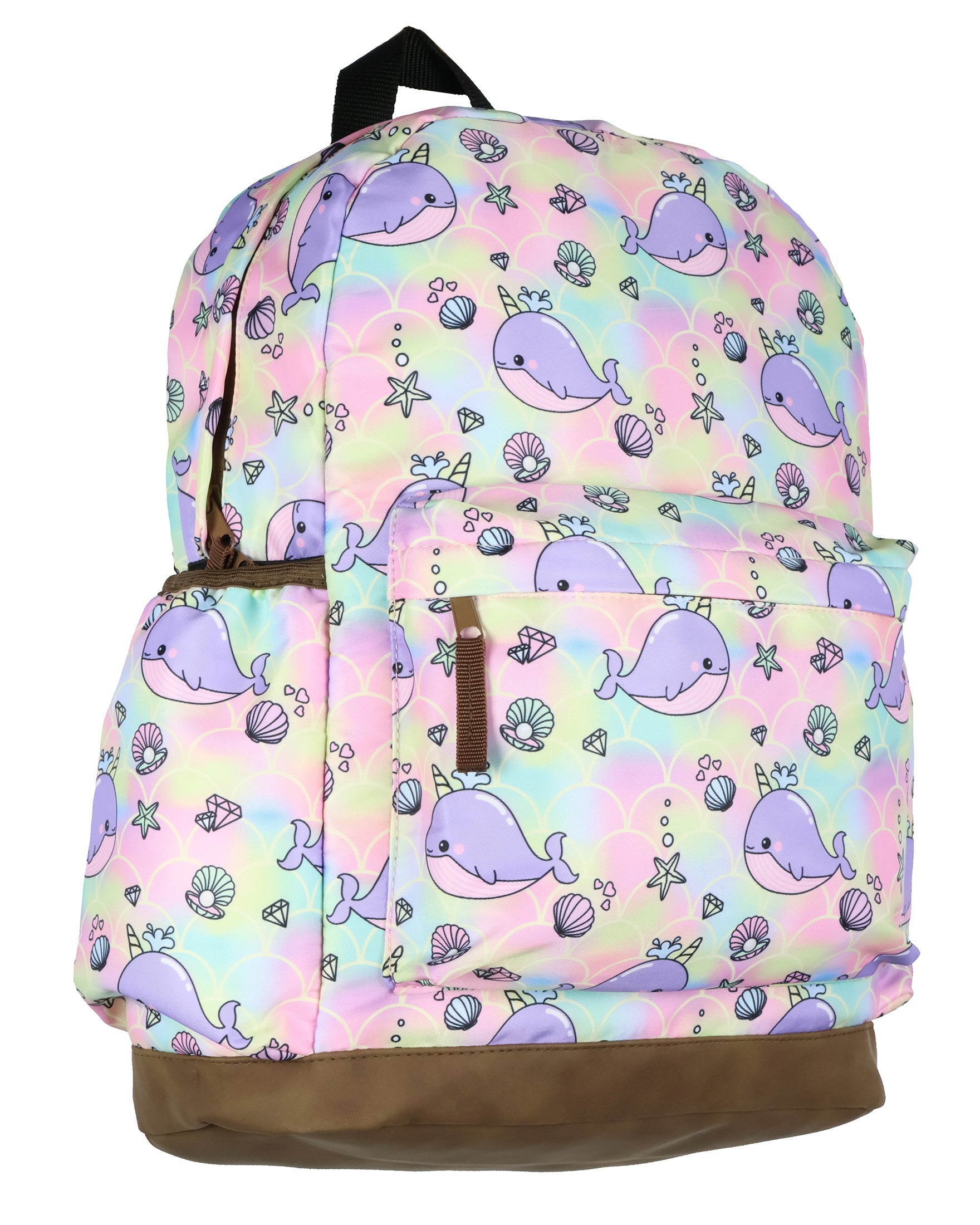 Narwhal Backpack Unicorn Of The Sea Whale Allover Design Travel Daypack Bag