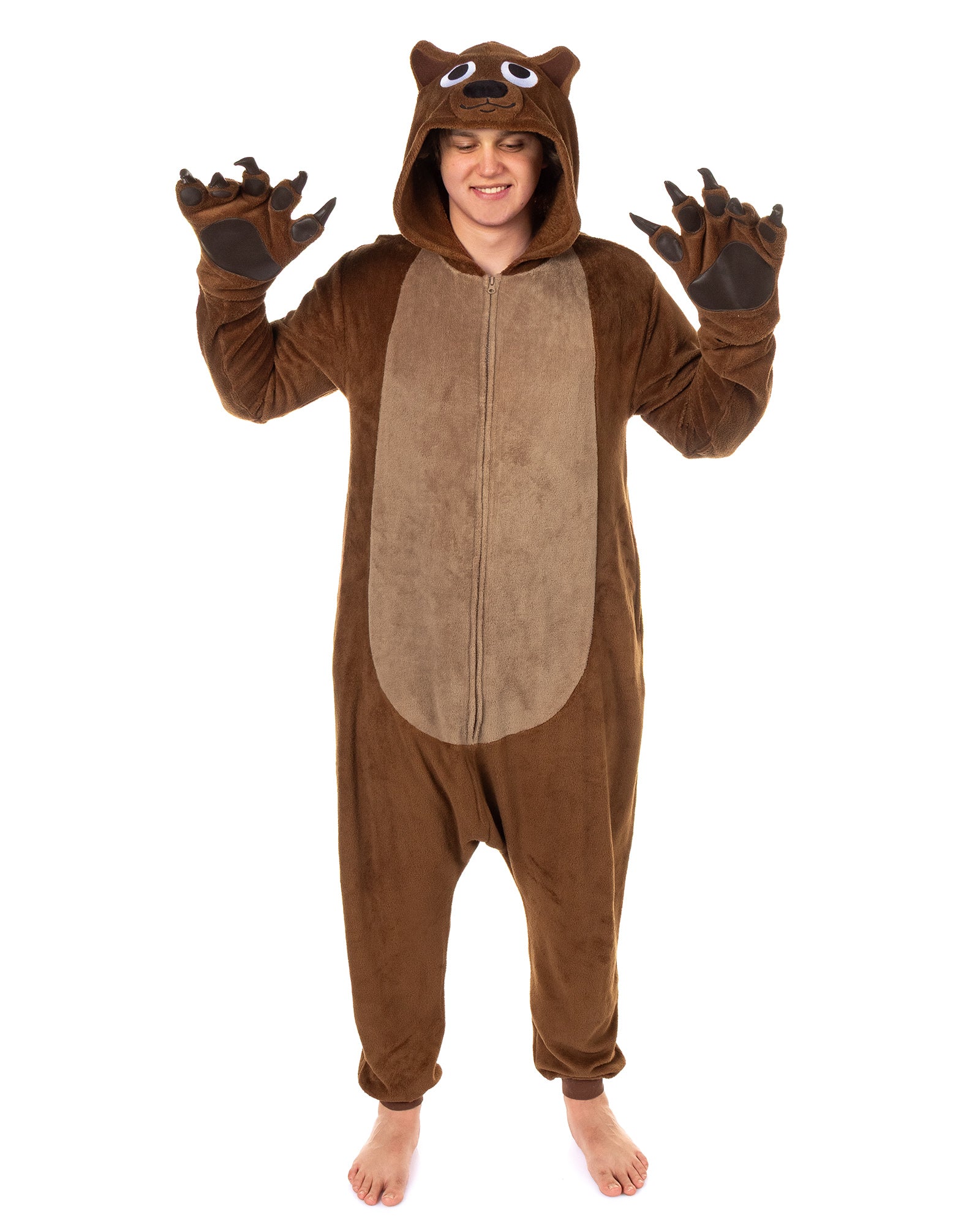 PJammy Brown Bear Union Suit Men's Kigurumi Hooded Costume Pajama (XXS/XS)