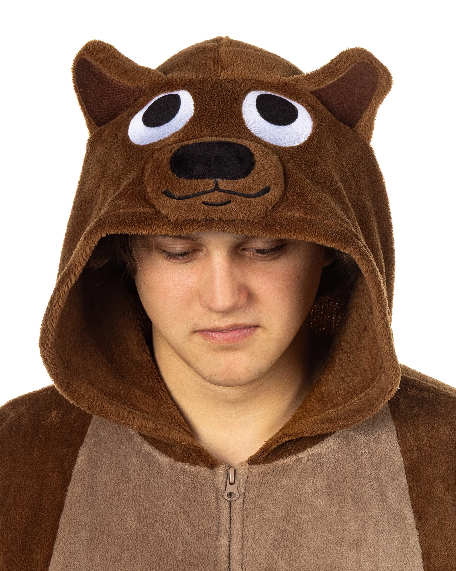 PJammy Brown Bear Union Suit Men's Kigurumi Hooded Costume Pajama (XXS/XS)