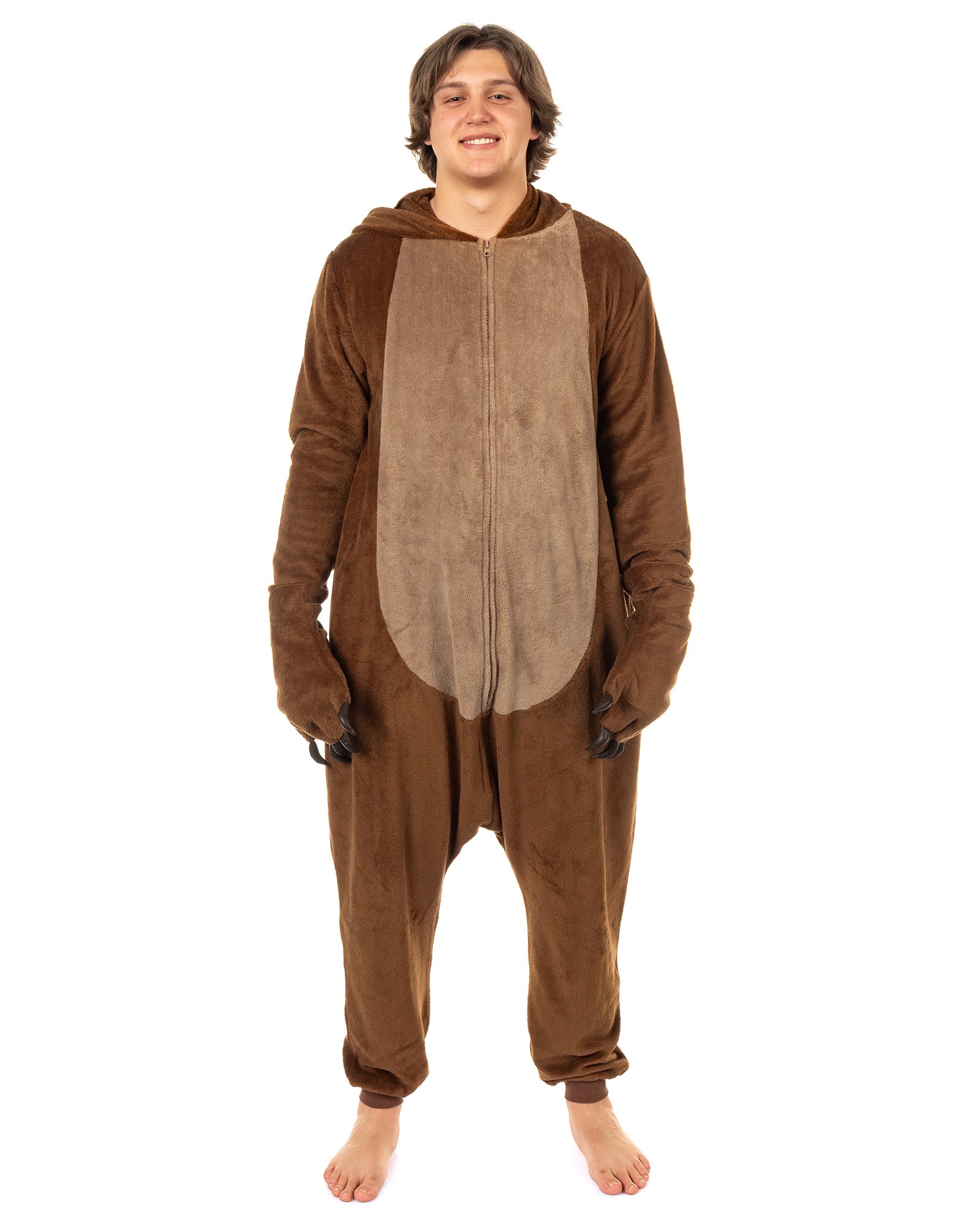 PJammy Brown Bear Union Suit Men's Kigurumi Hooded Costume Pajama (S/M)