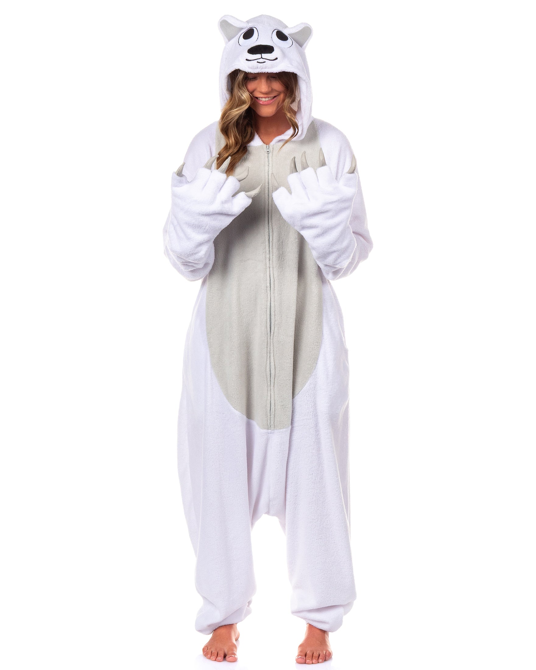 PJammy Polar Bear Union Suit Men's Kigurumi Hooded Costume Pajama (S/M)