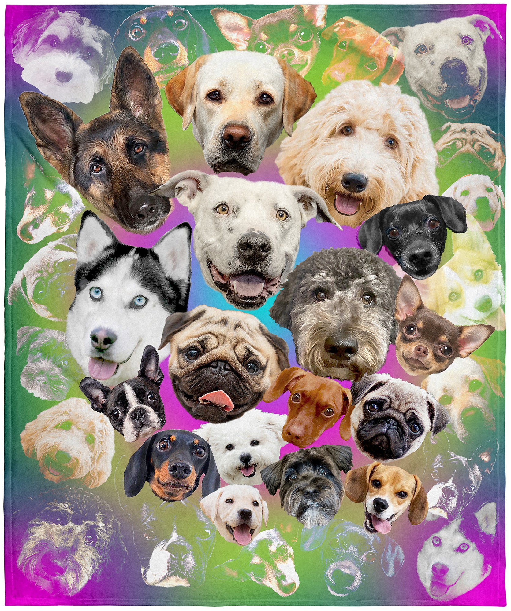Cute Puppies and Dogs Pop Art Collage Blanket Super Soft Plush Fleece Throw 50" X 60"