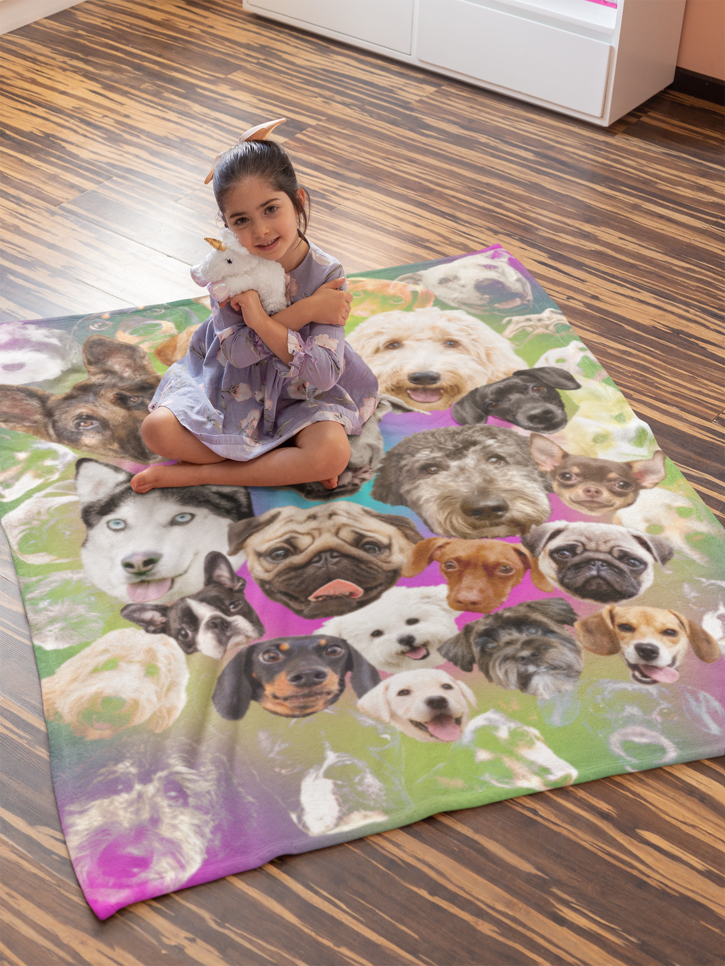 Cute Puppies and Dogs Pop Art Collage Blanket Super Soft Plush Fleece Throw 50" X 60"