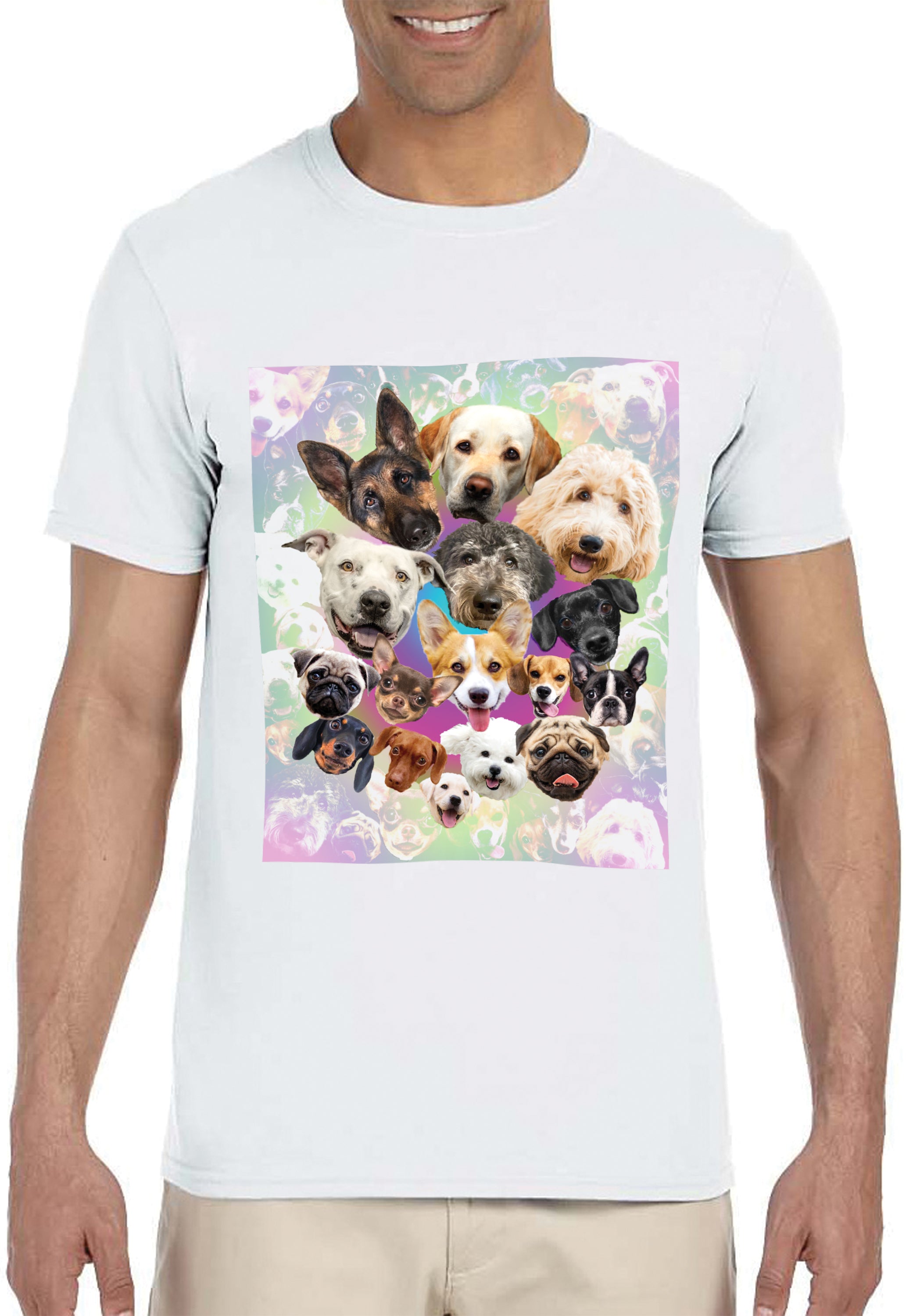 Cute Puppies and Dogs Pop Art Collage Mens Shirt Puppies Galore Tee