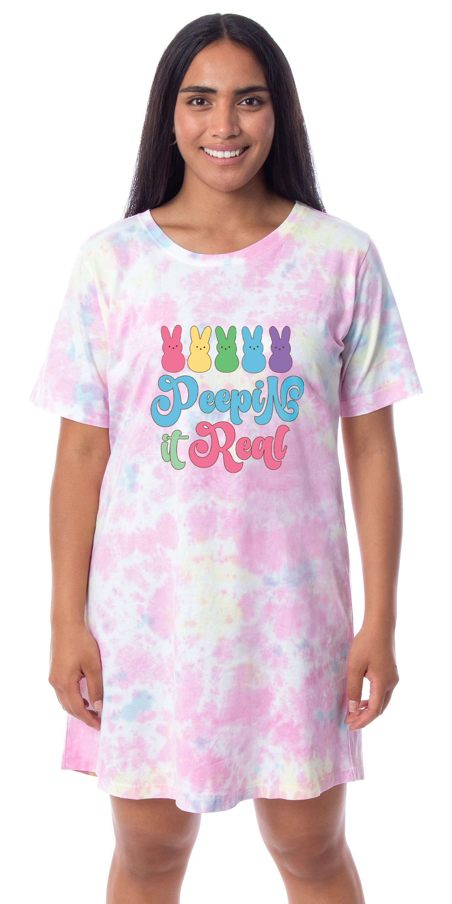 Easter Women's Peepin It Real Peeps Marshmallow Candy Nightgown Pajama