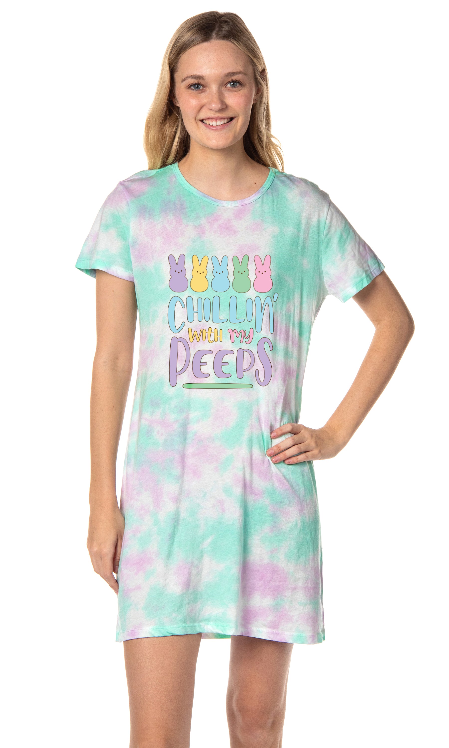 Easter Peeps Women's Chillin' Marshmallow Candy Pastel Nightgown Pajama