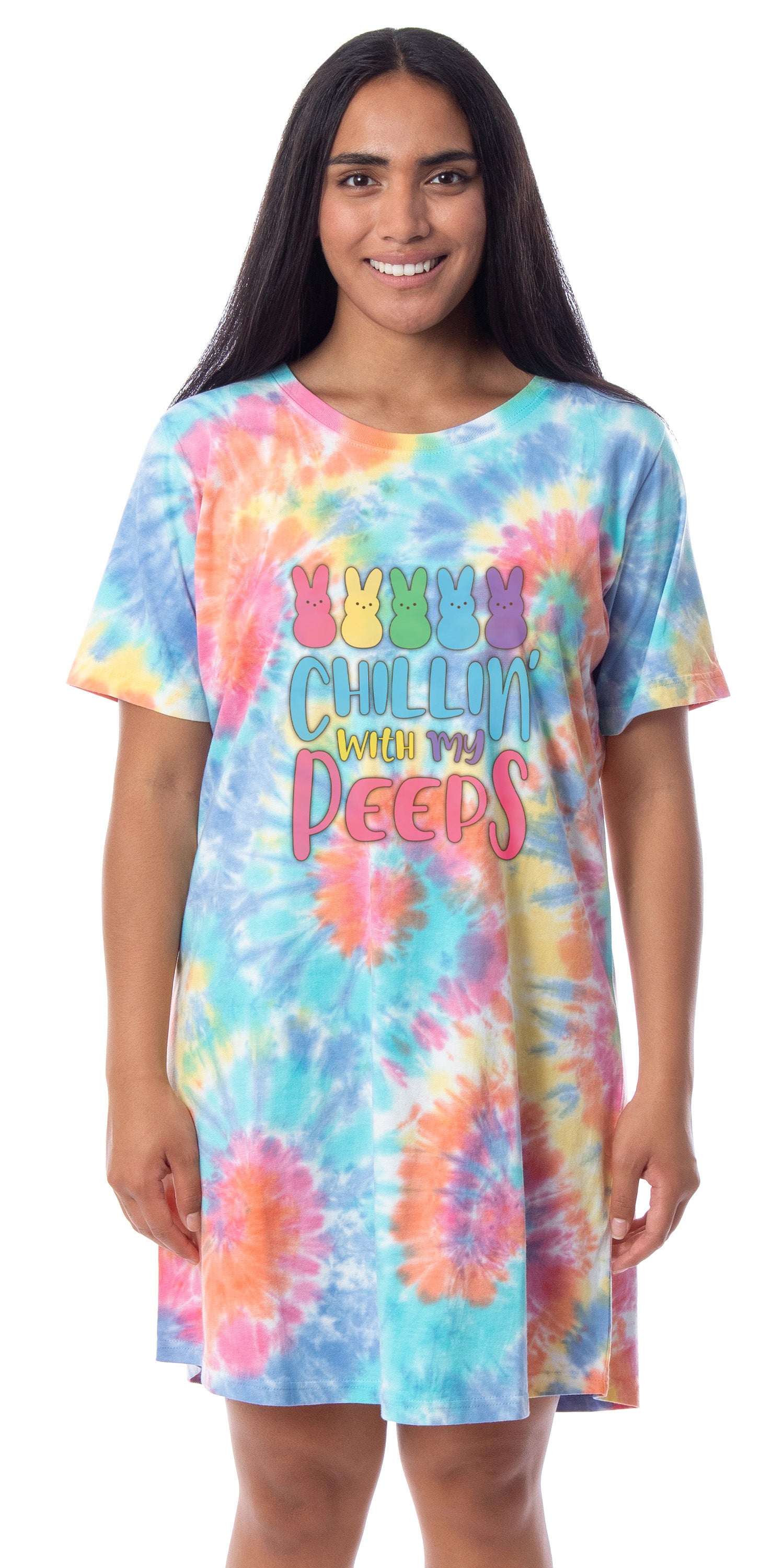 Easter Peeps Women's Chillin' Marshmallow Candy Tie Dye Nightgown Pajama