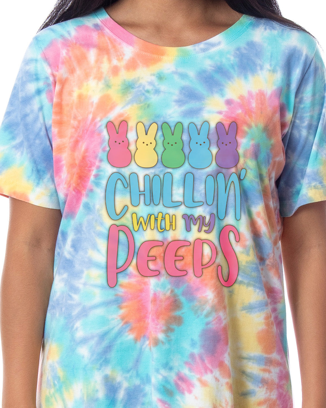 Easter Peeps Women's Chillin' Marshmallow Candy Tie Dye Nightgown Pajama