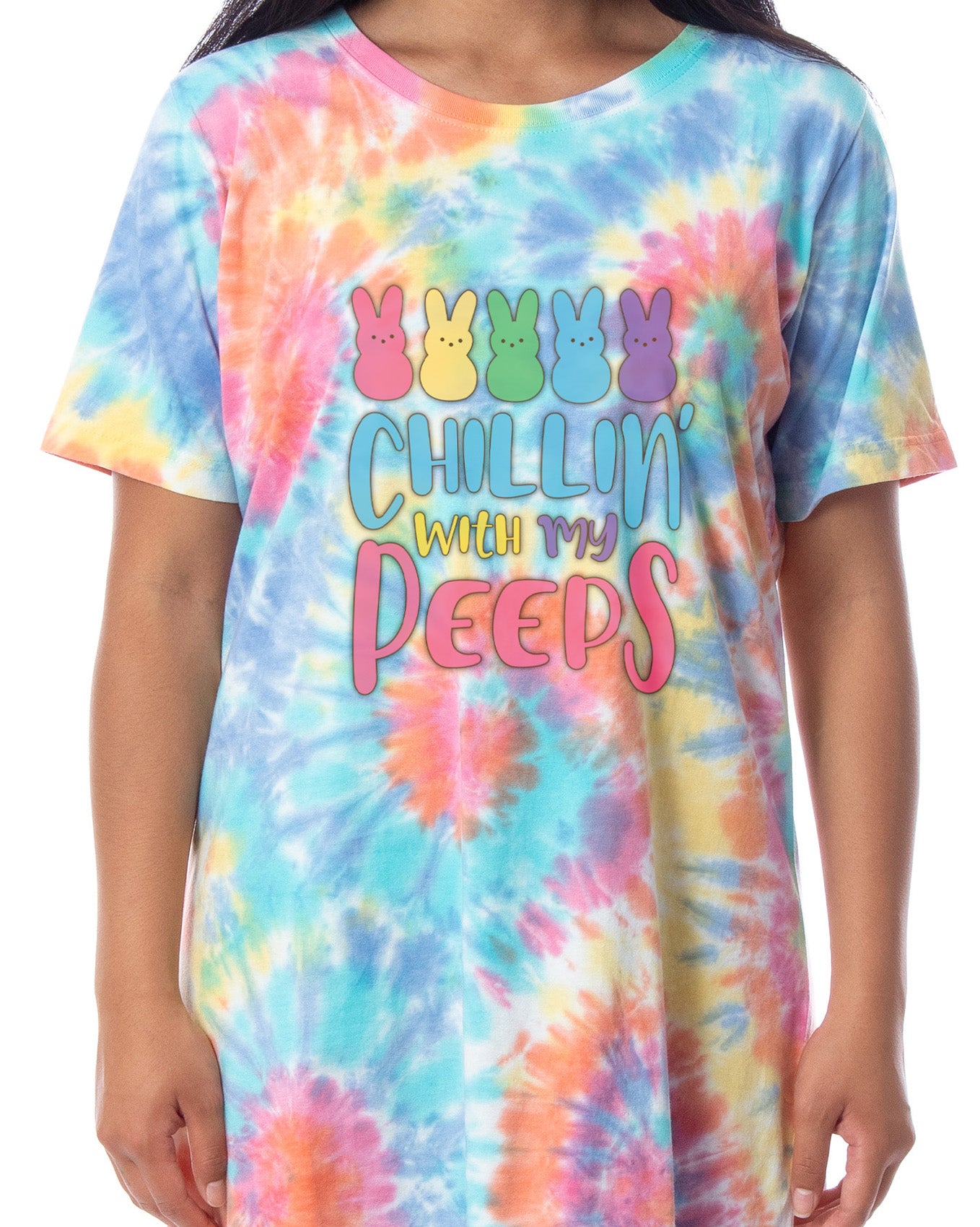Easter Peeps Women's Chillin' Marshmallow Candy Tie Dye Nightgown Pajama
