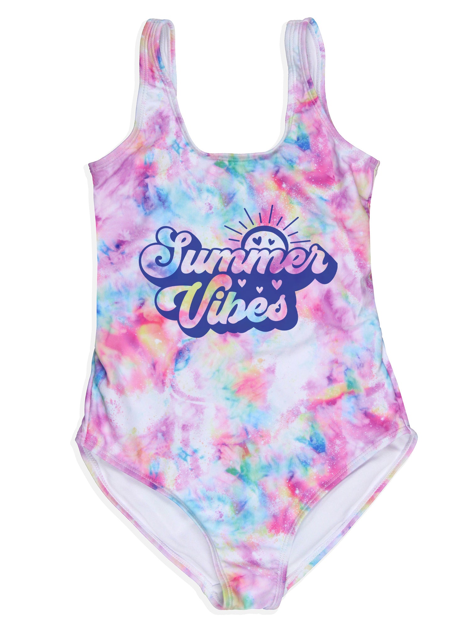 Girl's Summer Vibes One Piece Tie-Dye Swimwear for the Ocean Pool Beach Water