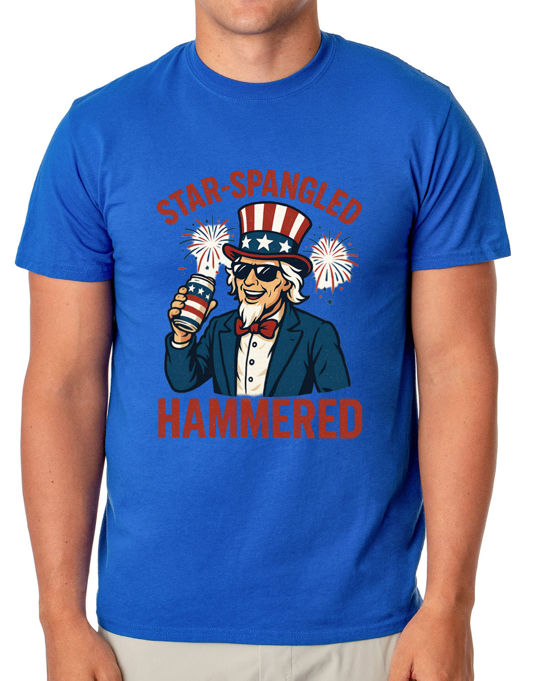 Fourth Of July Men's Star-Spangled Uncle Sam Parody Funny Short-Sleeve T-Shirt