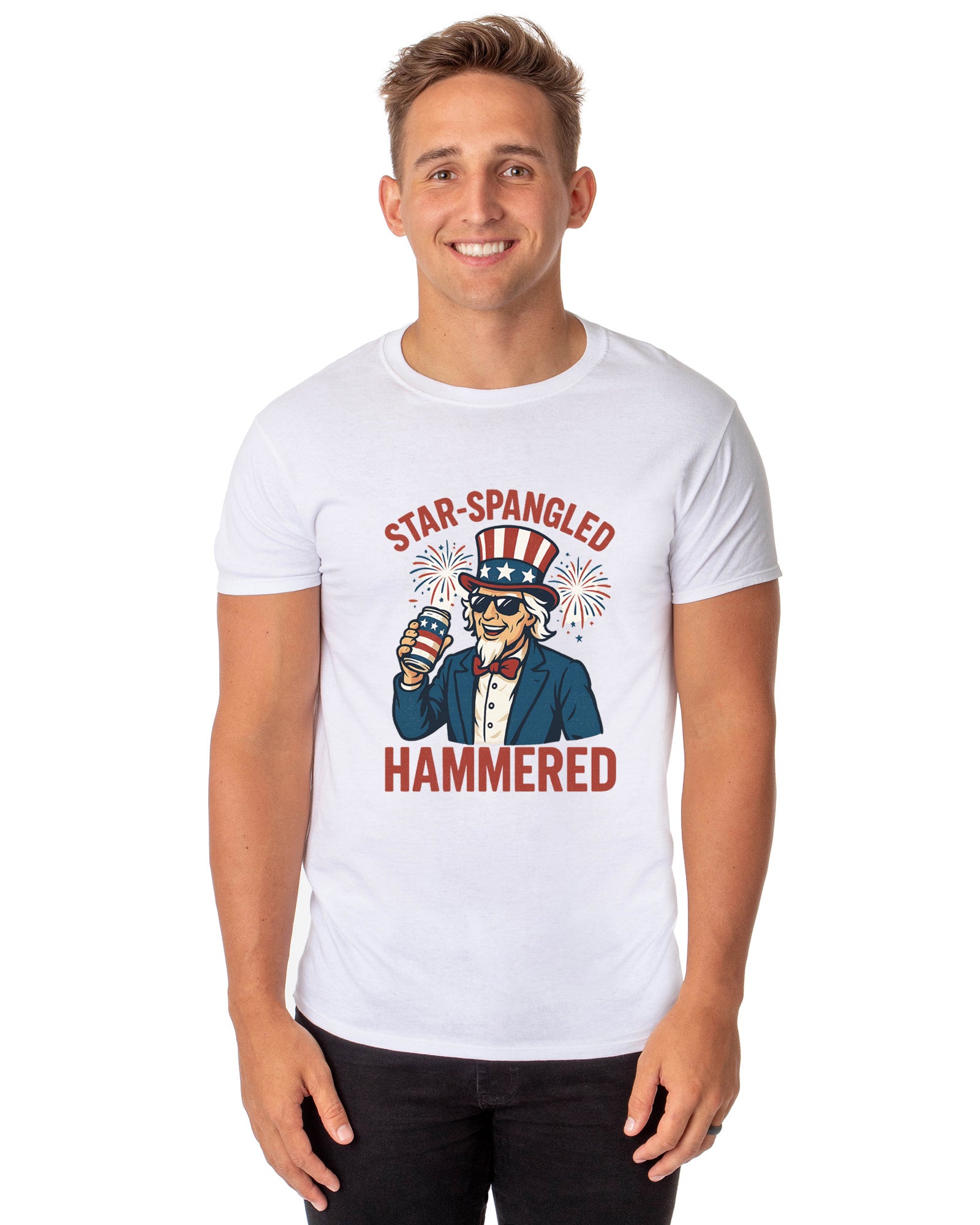 Fourth Of July Men's Star-Spangled Uncle Sam Parody Funny Short-Sleeve T-Shirt