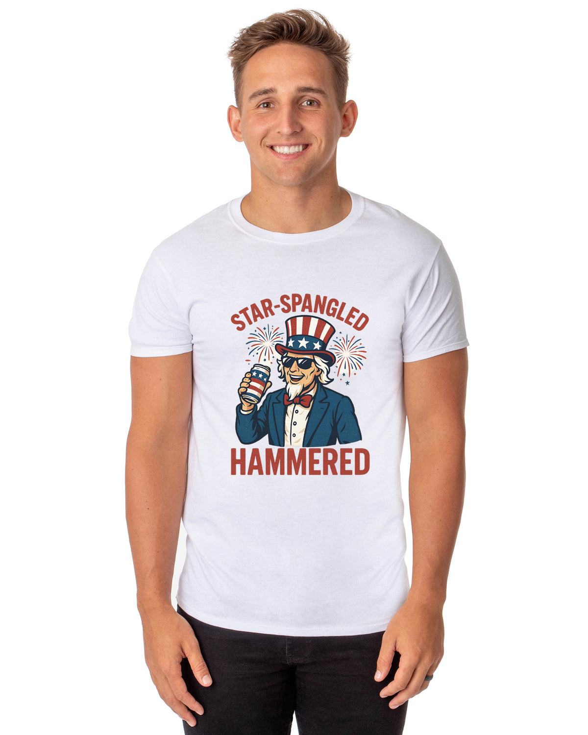 Fourth Of July Men's Star-Spangled Uncle Sam Parody Funny Short-Sleeve T-Shirt