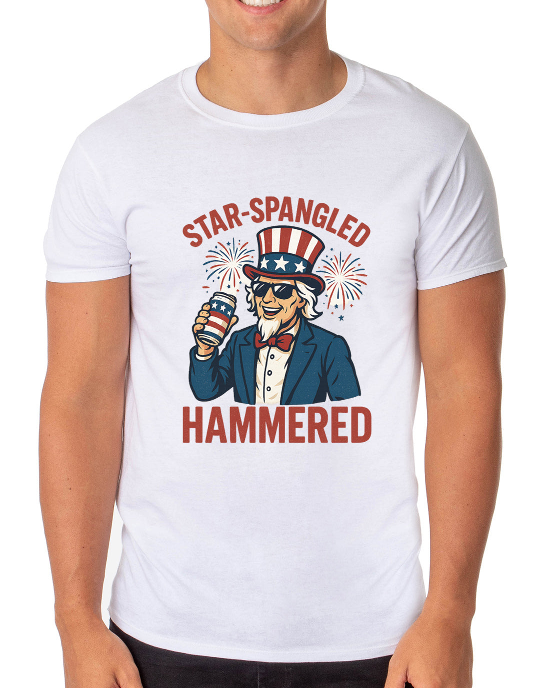 Fourth Of July Men's Star-Spangled Uncle Sam Parody Funny Short-Sleeve T-Shirt