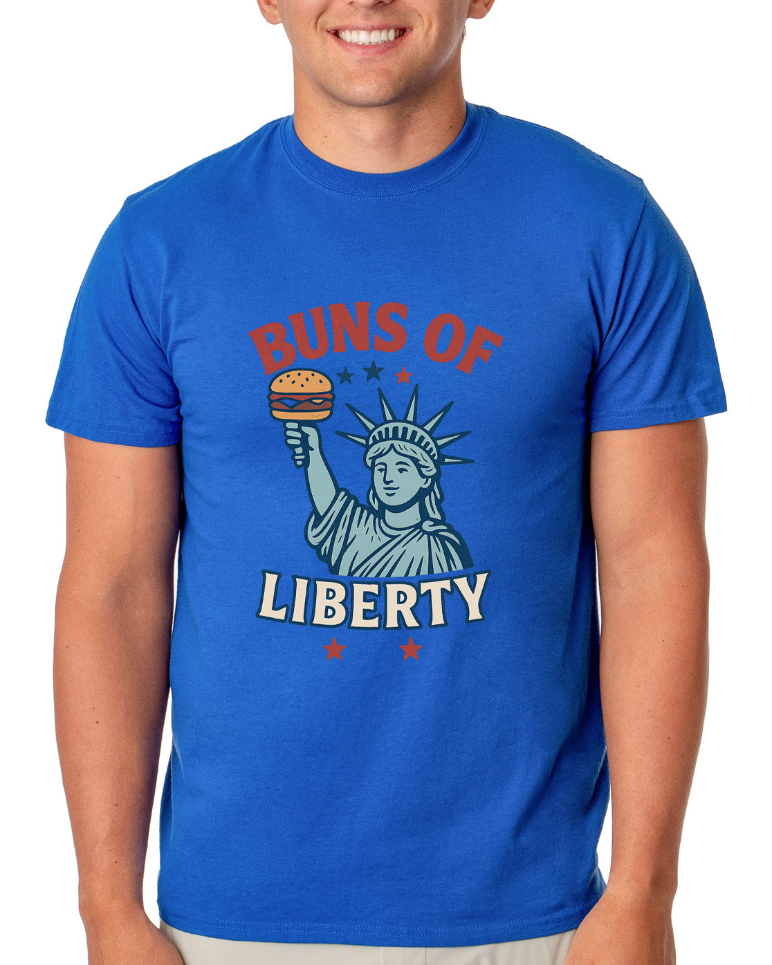 Men's Buns of Liberty Statue of Liberty Patriotic Funny T-Shirt