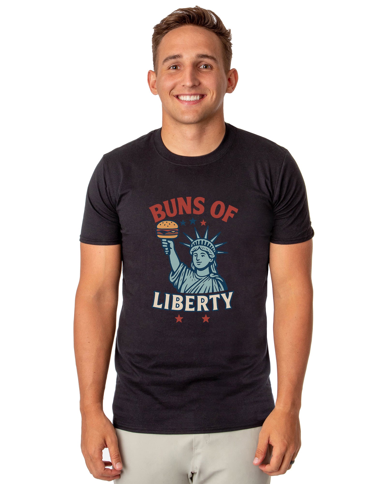 Men's Buns of Liberty Statue of Liberty Patriotic Funny T-Shirt