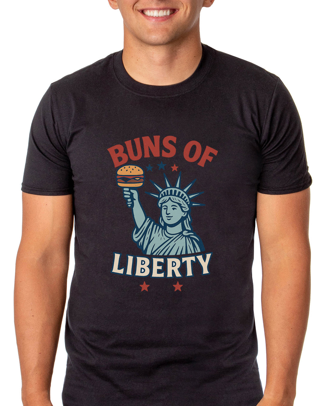Men's Buns of Liberty Statue of Liberty Patriotic Funny T-Shirt