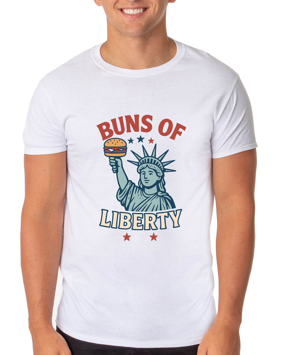 Men's Buns of Liberty Statue of Liberty Patriotic Funny T-Shirt