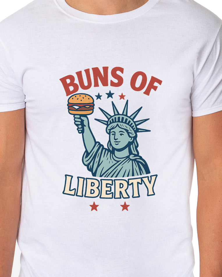 Men's Buns of Liberty Statue of Liberty Patriotic Funny T-Shirt