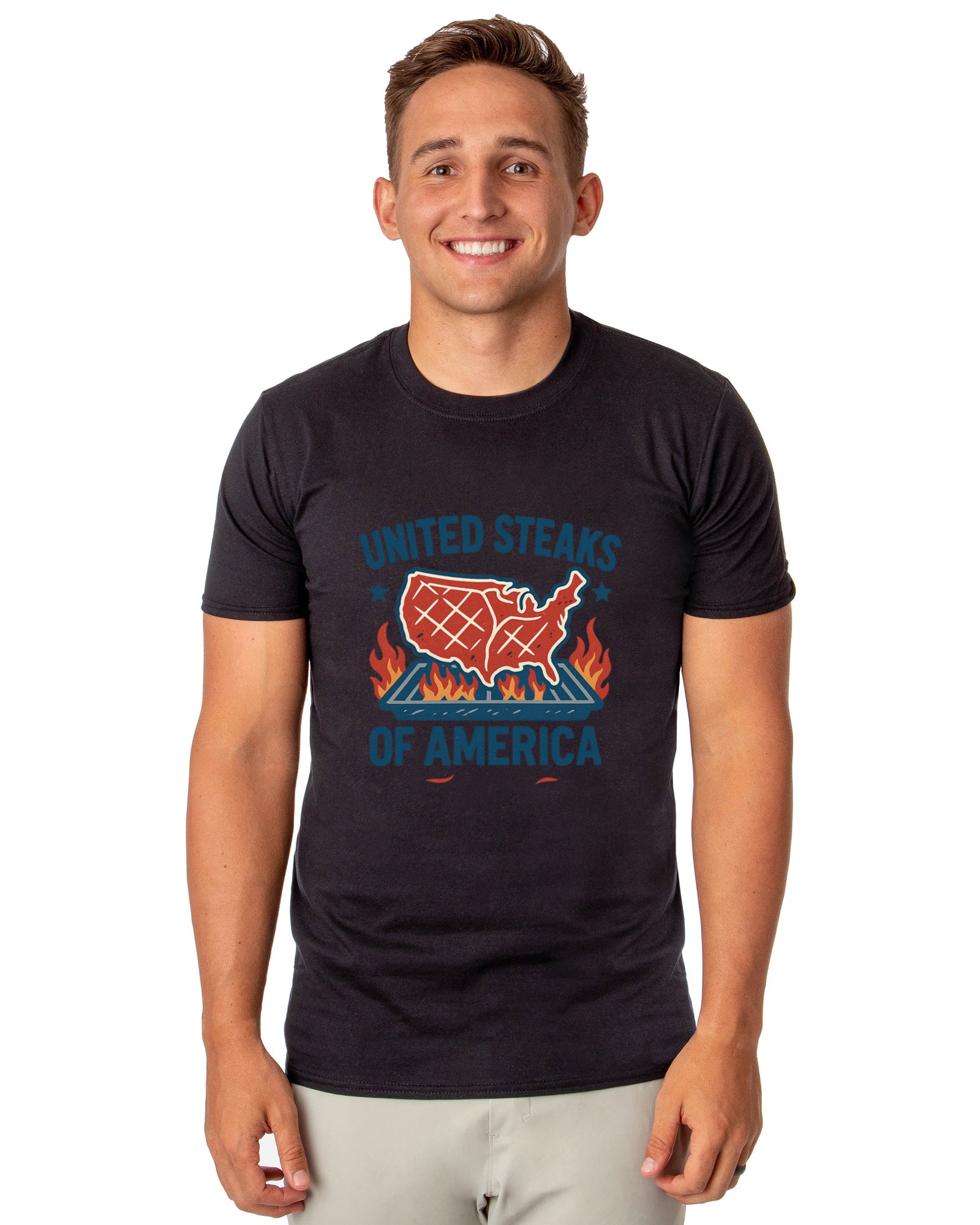 Men's United Steaks of America Patriotic Funny T-Shirt For Adults
