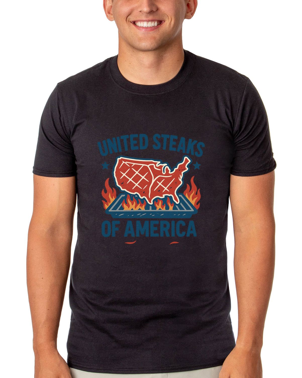 Men's United Steaks of America Patriotic Funny T-Shirt For Adults