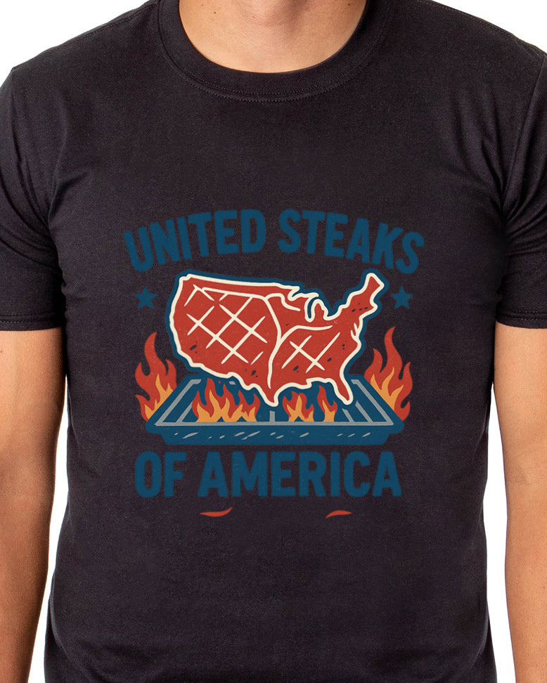 Men's United Steaks of America Patriotic Funny T-Shirt For Adults