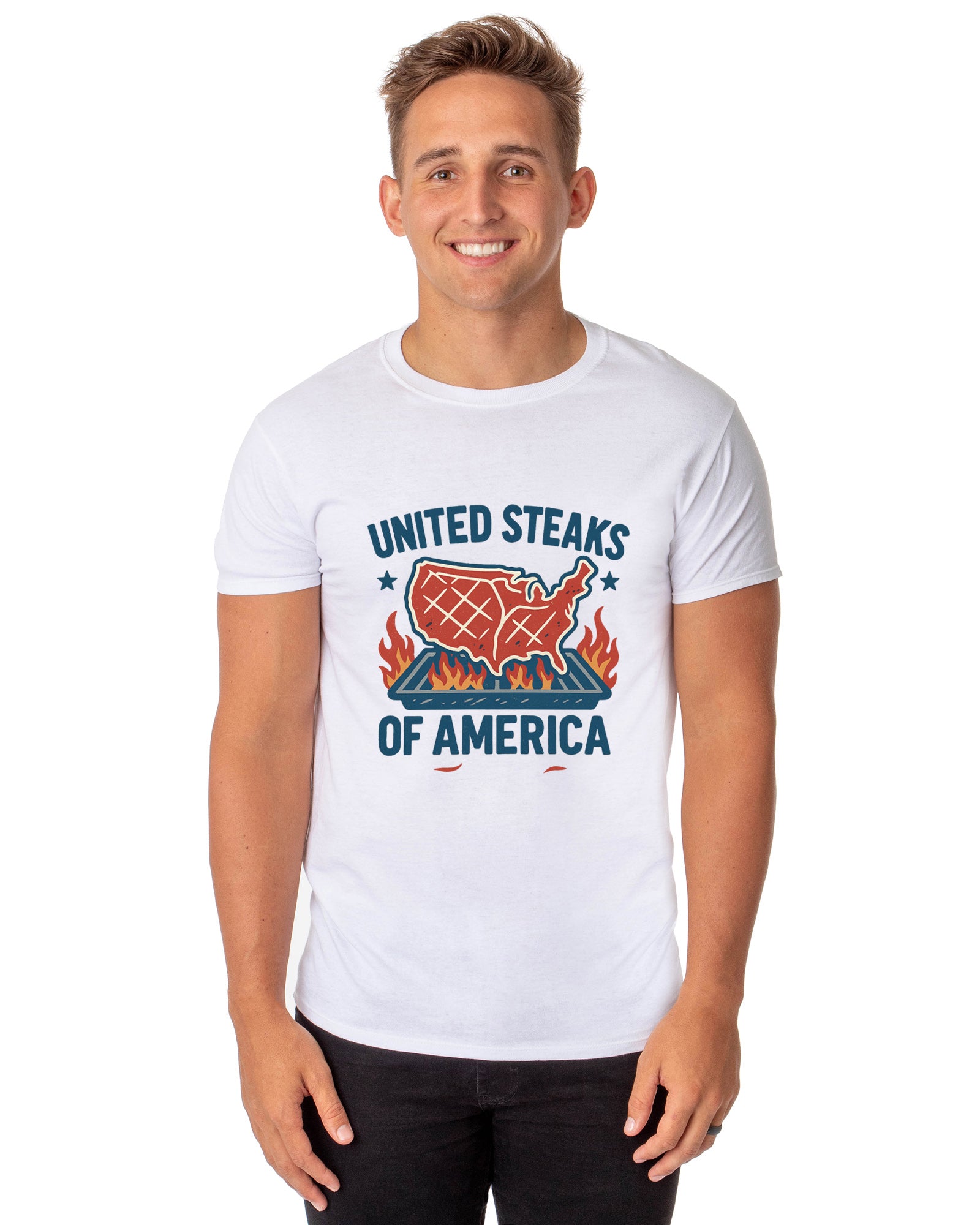Men's United Steaks of America Patriotic Funny T-Shirt For Adults