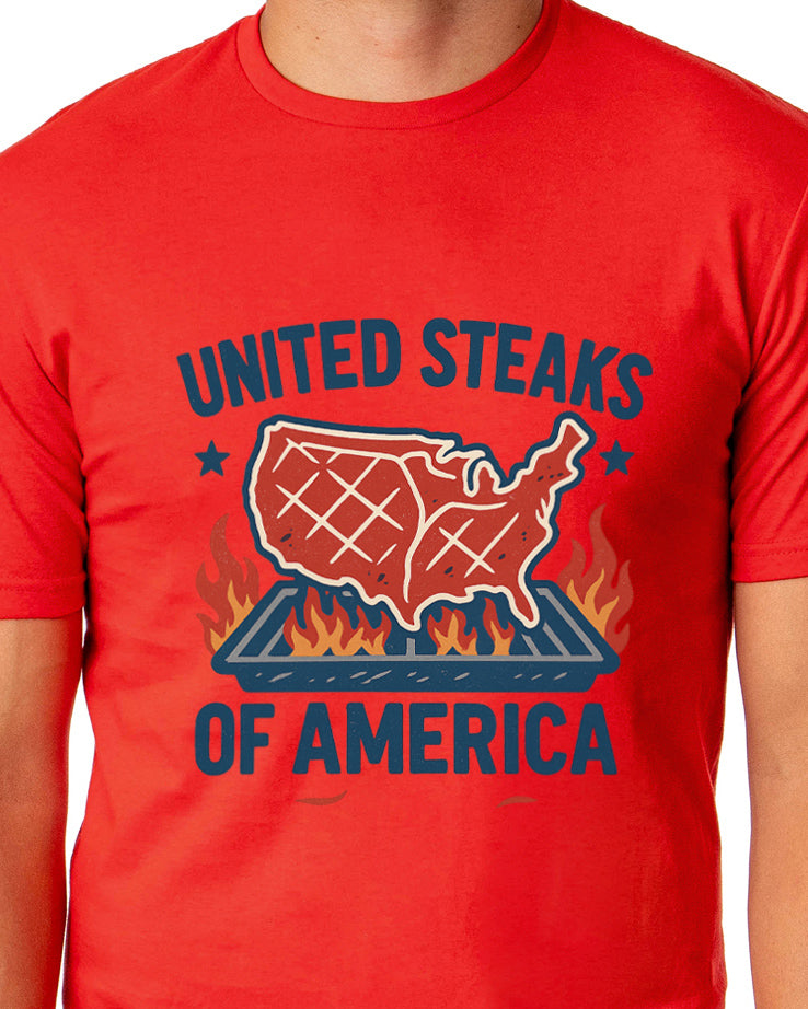 Men's United Steaks of America Patriotic Funny T-Shirt For Adults