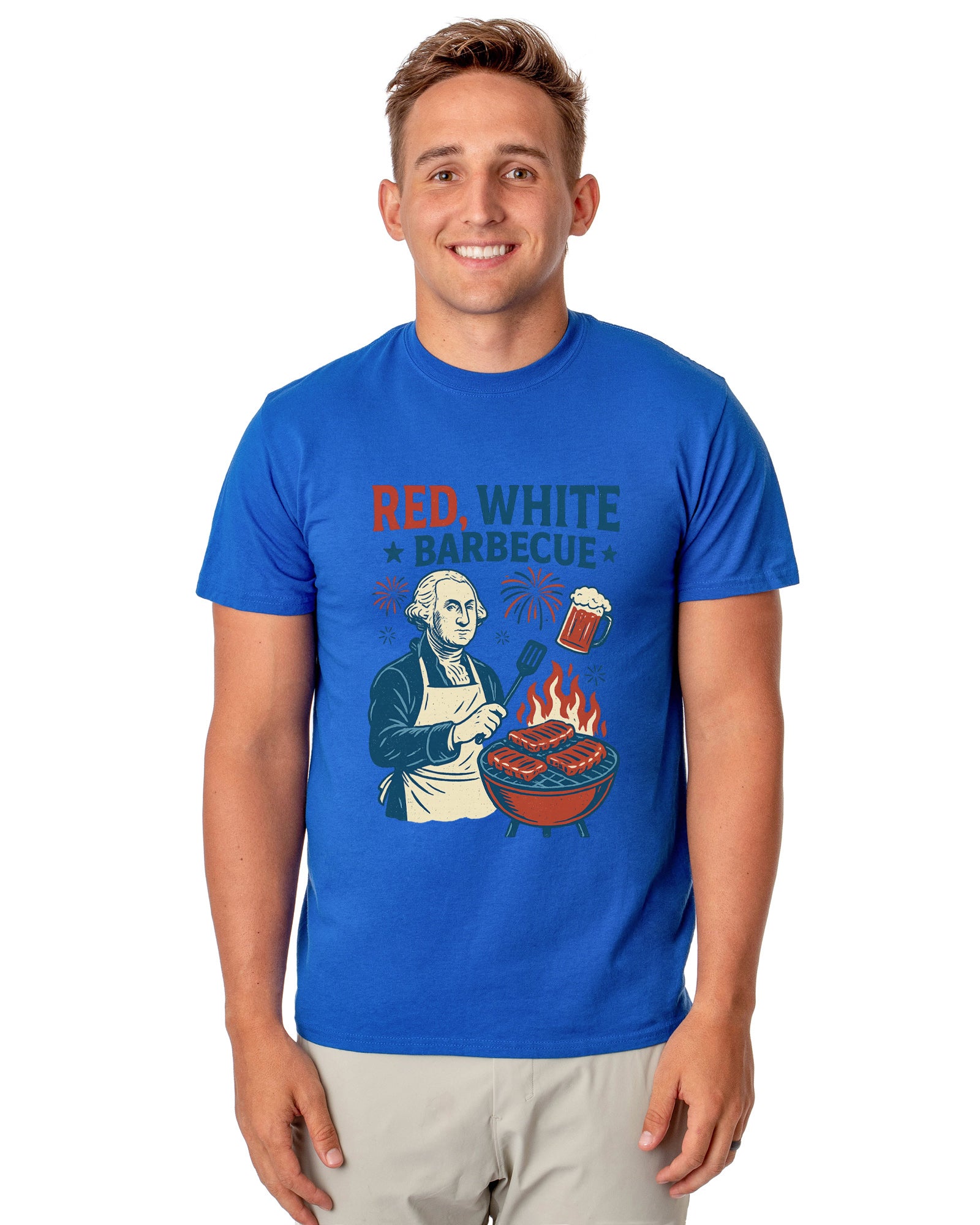 Men's T-Shirt Red White Barbeque 4th of July Adult T-Shirt