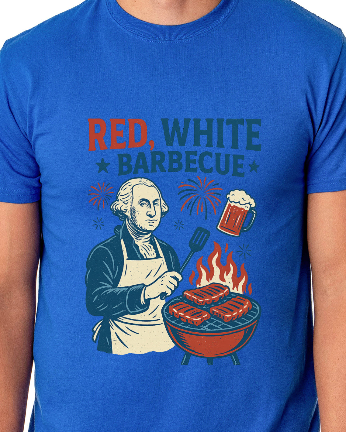 Men's T-Shirt Red White Barbeque 4th of July Adult T-Shirt