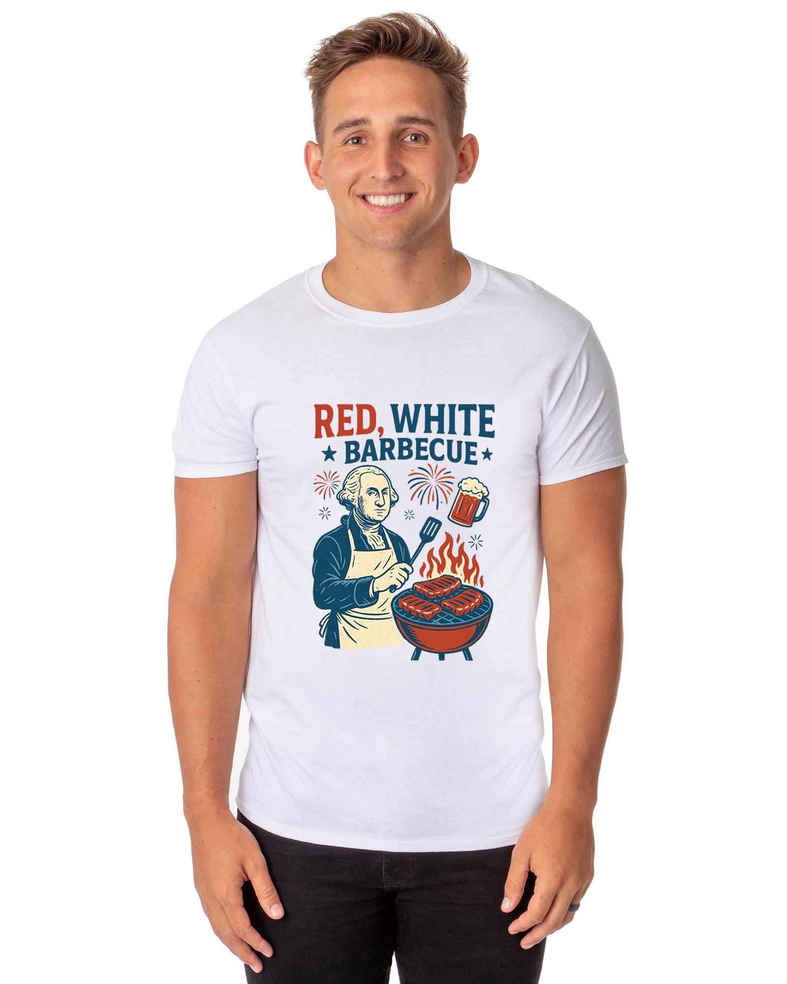 Men's T-Shirt Red White Barbeque 4th of July Adult T-Shirt