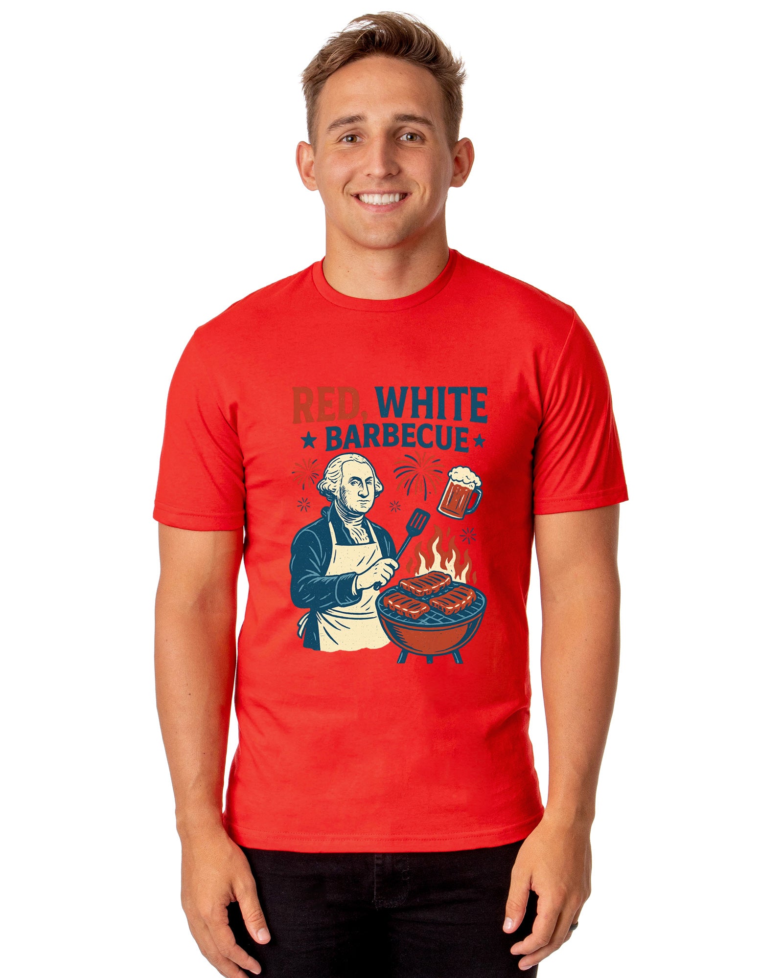 Men's T-Shirt Red White Barbeque 4th of July Adult T-Shirt