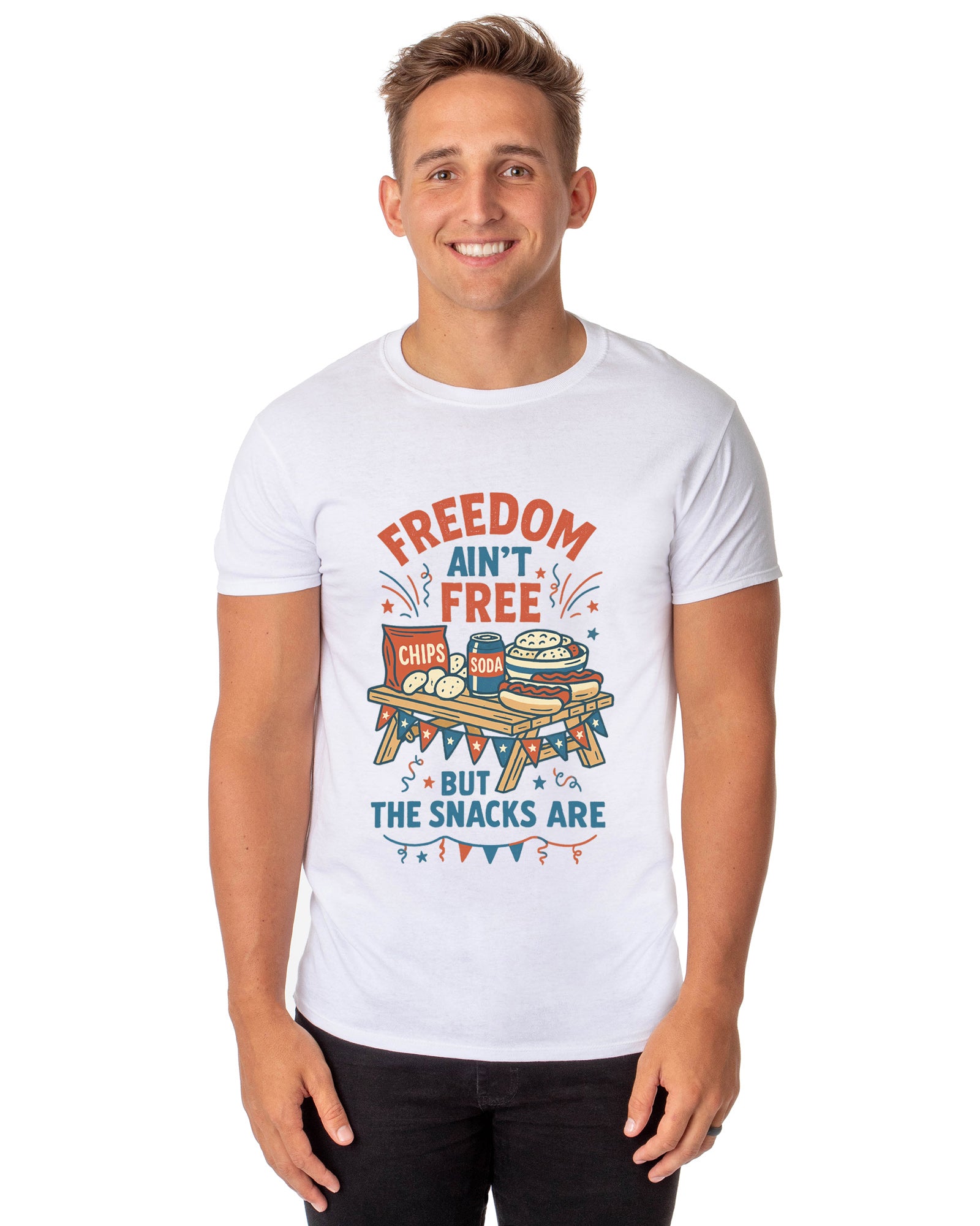 Independence Day T-Shirt Men's Freedom Isn't Free Adult Novelty USA Tee