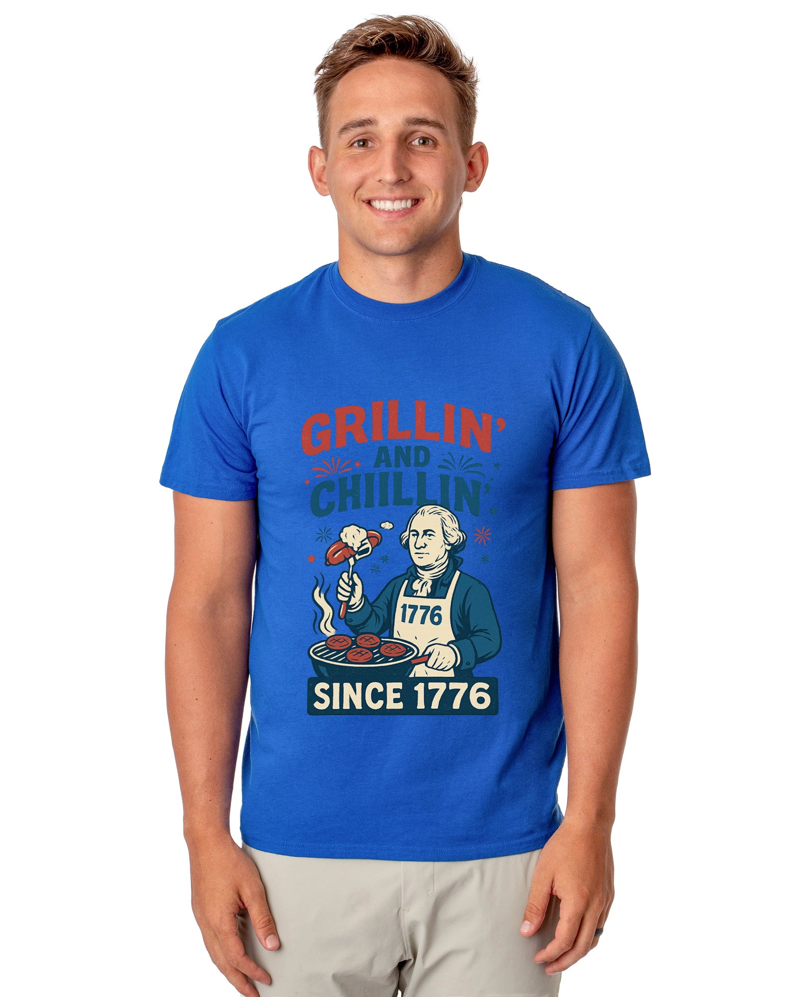 Men's Grillin' and Chillin' Since 1776 4th of July Adult T-Shirt