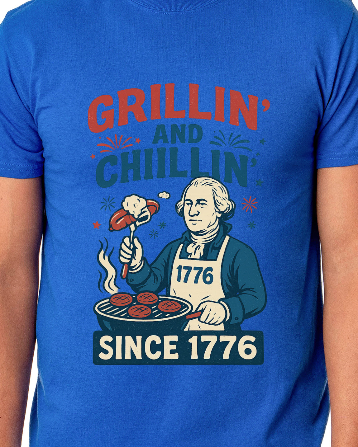 Men's Grillin' and Chillin' Since 1776 4th of July Adult T-Shirt