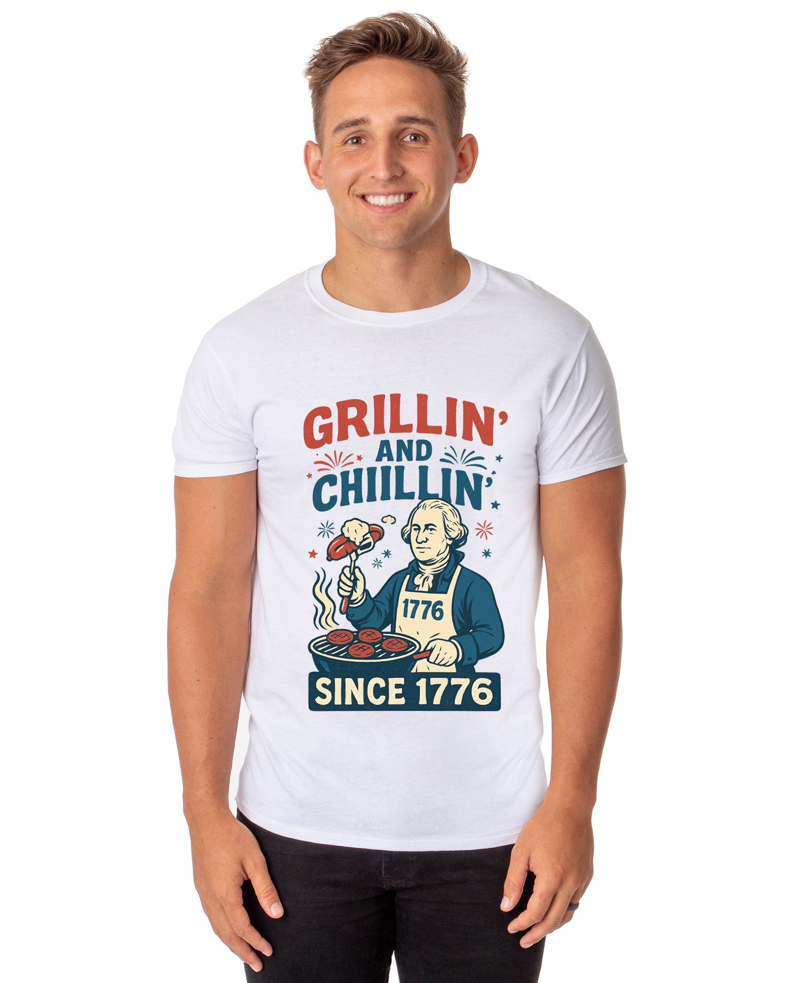 Men's Grillin' and Chillin' Since 1776 4th of July Adult T-Shirt