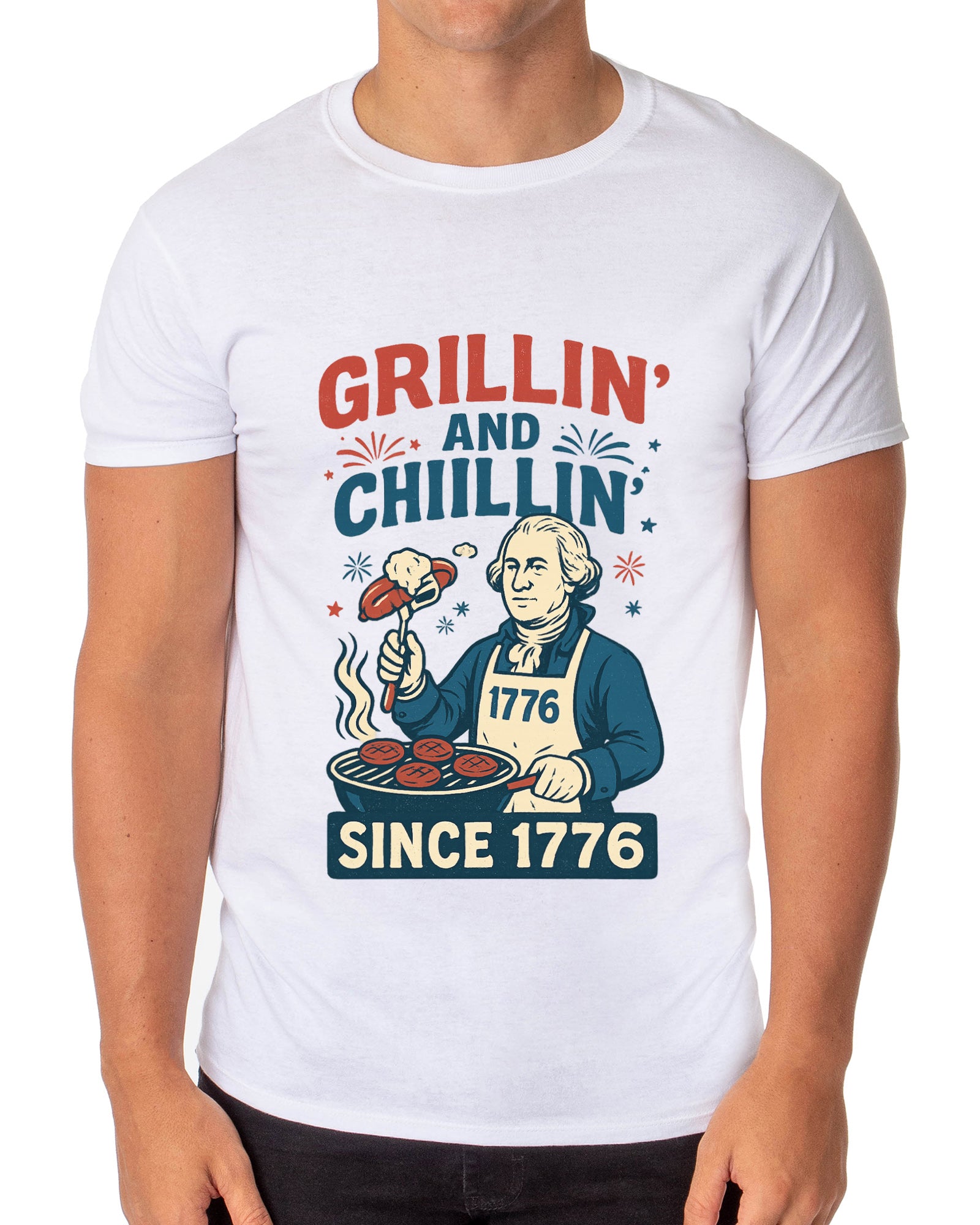 Men's Grillin' and Chillin' Since 1776 4th of July Adult T-Shirt