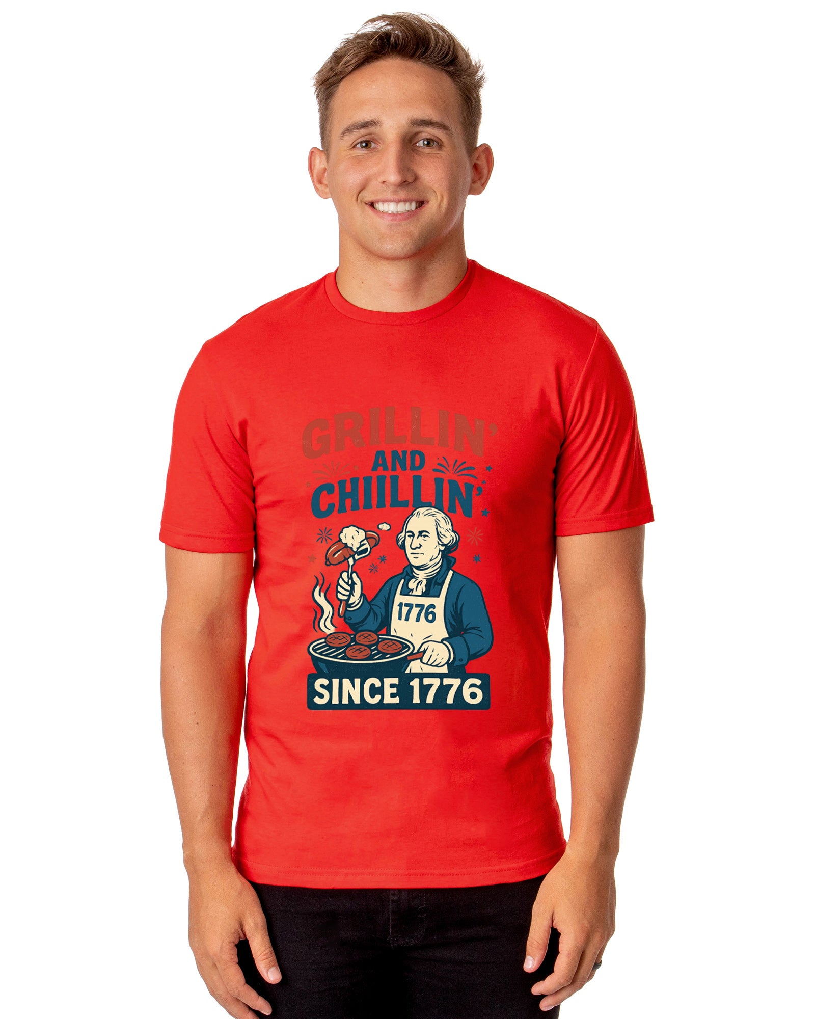 Men's Grillin' and Chillin' Since 1776 4th of July Adult T-Shirt