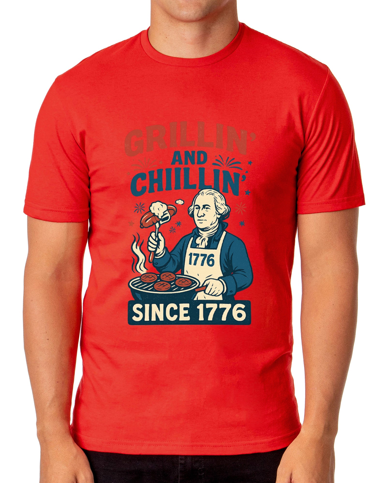 Men's Grillin' and Chillin' Since 1776 4th of July Adult T-Shirt