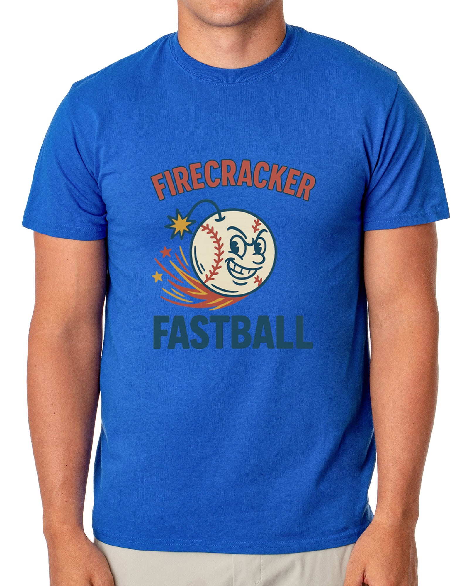 American Baseball T-Shirt Men's Firecracker Fastball USA Pastime Adult Tee