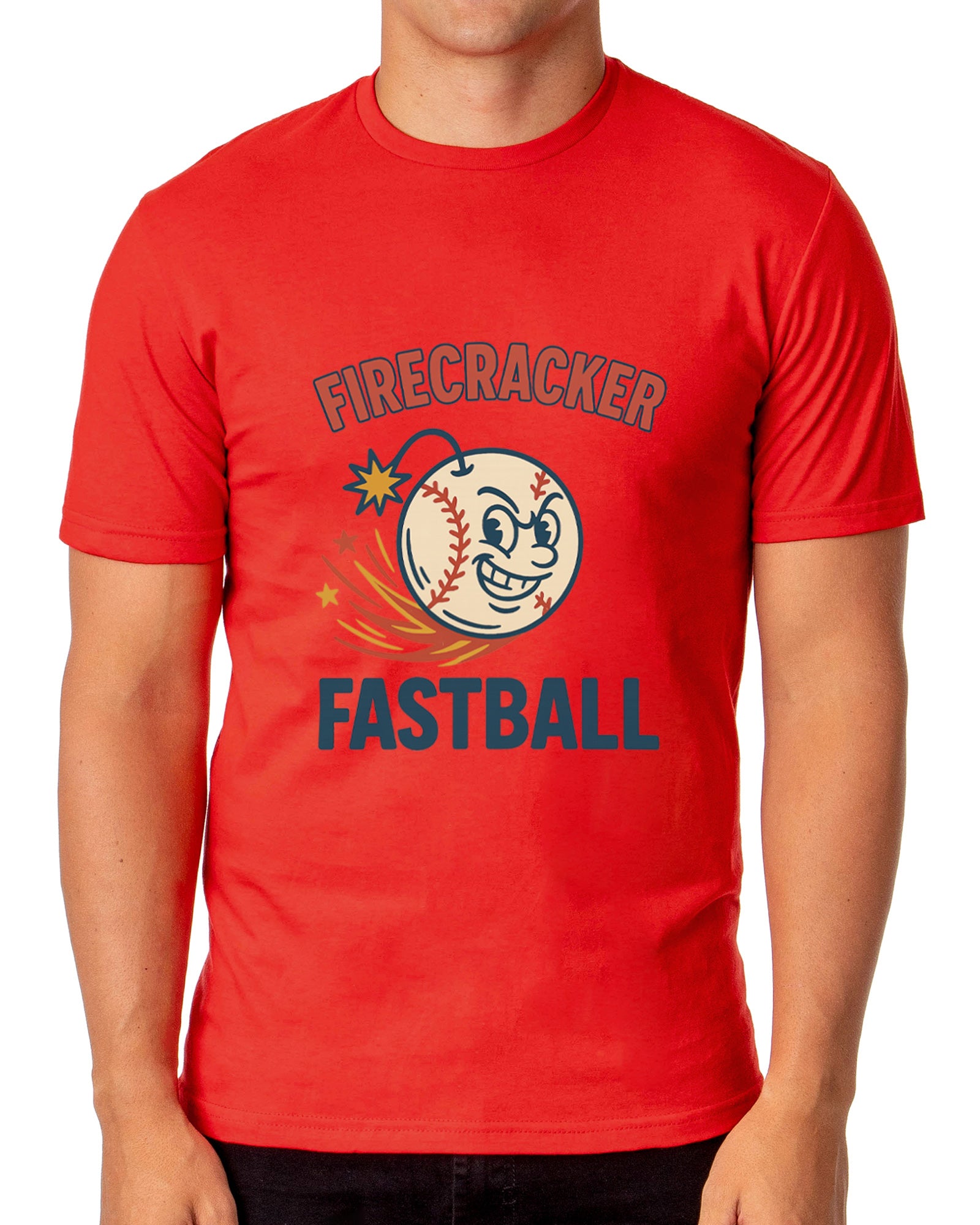 American Baseball T-Shirt Men's Firecracker Fastball USA Pastime Adult Tee