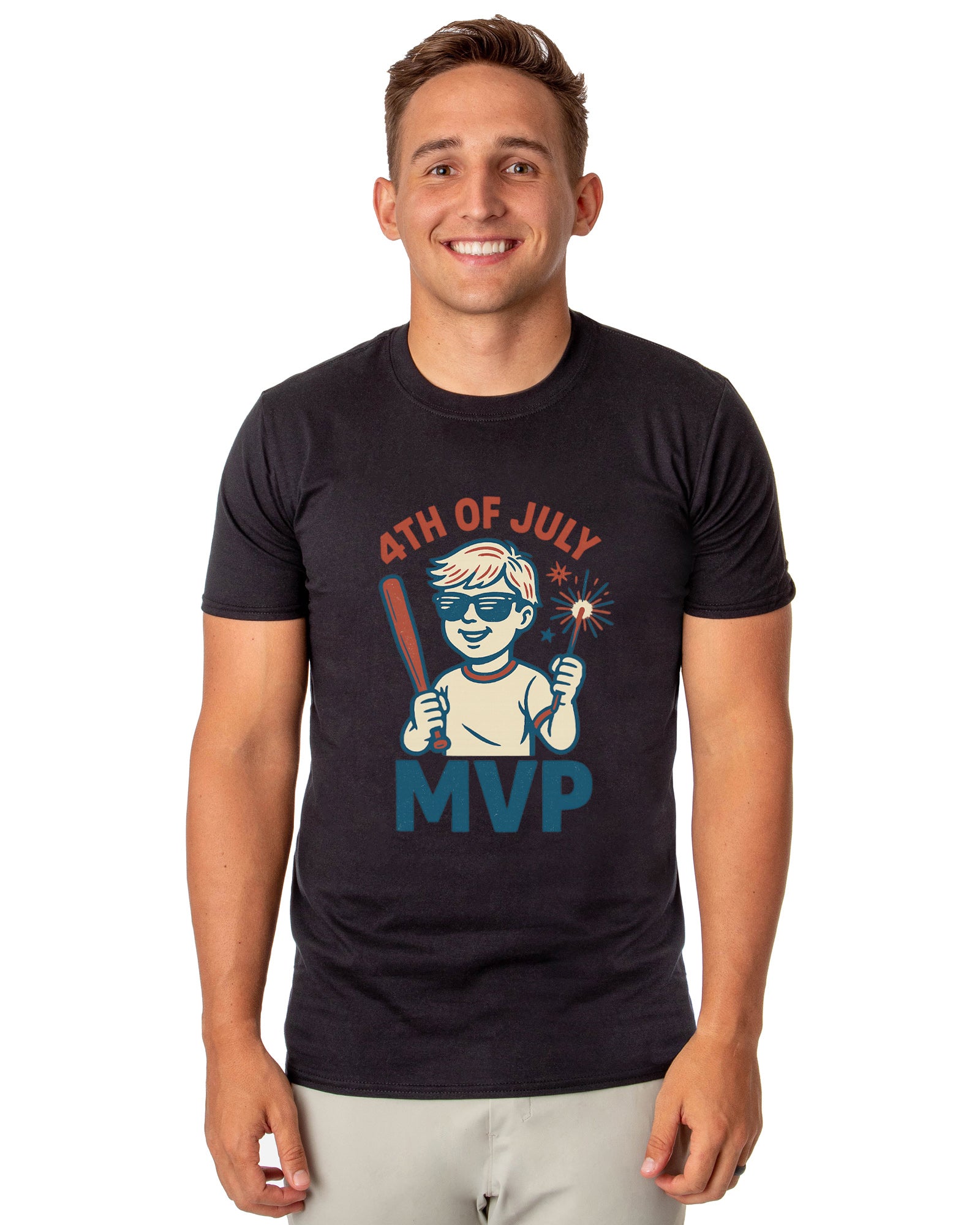 Men's 4th of July MVP Fireworks Independence Day Patriotic Funny T-Shirt For Adults