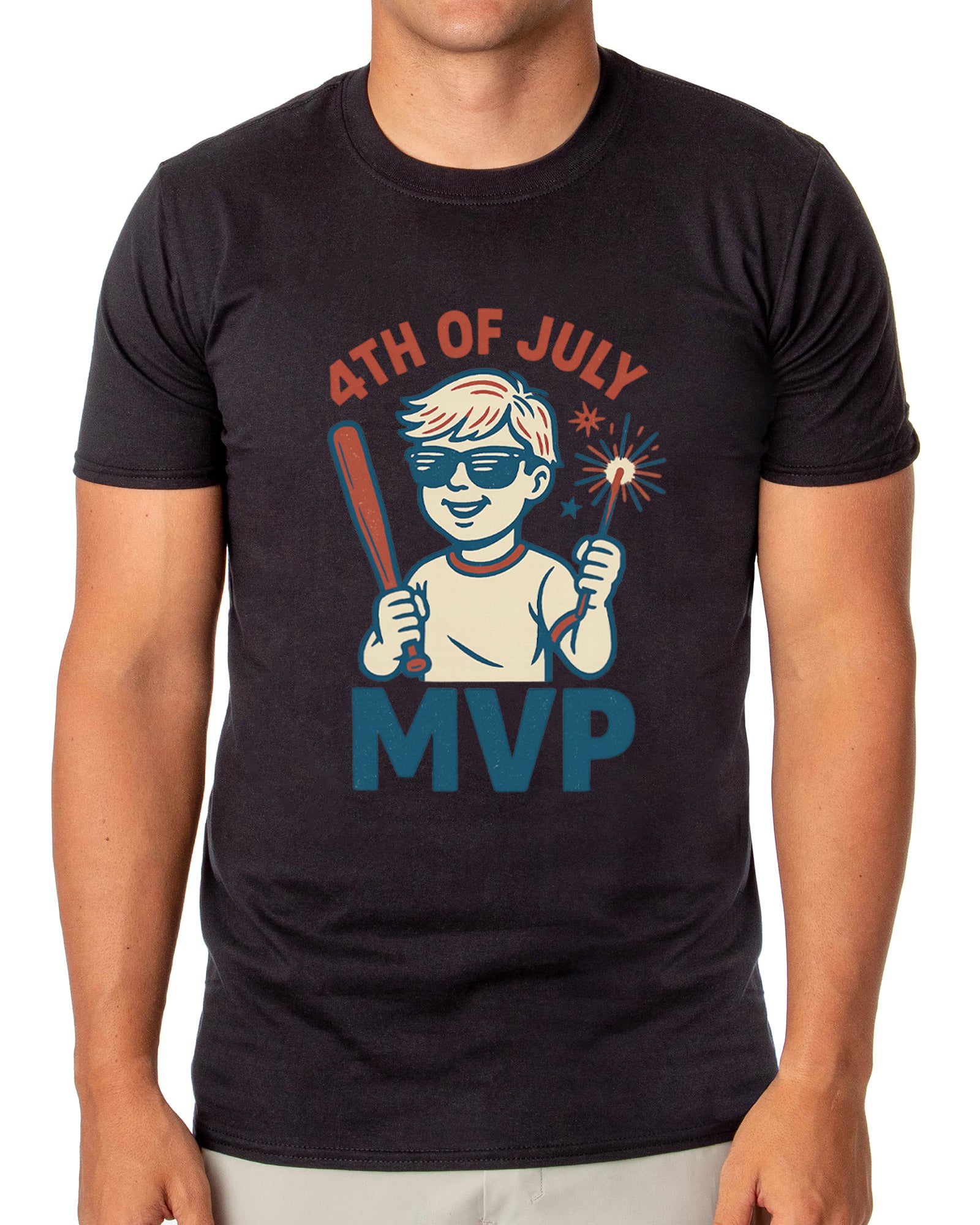 Men's 4th of July MVP Fireworks Independence Day Patriotic Funny T-Shirt For Adults
