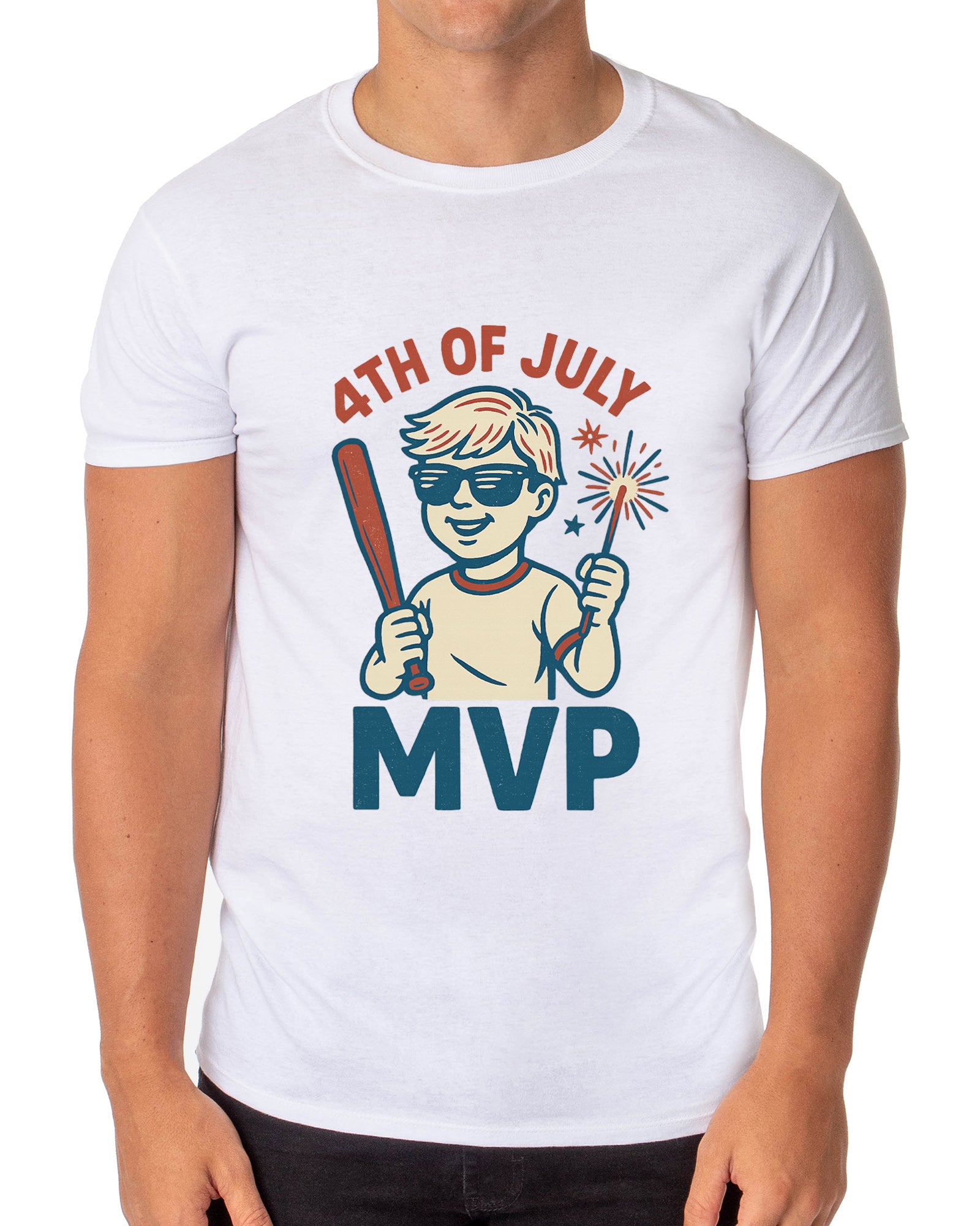 Men's 4th of July MVP Fireworks Independence Day Patriotic Funny T-Shirt For Adults