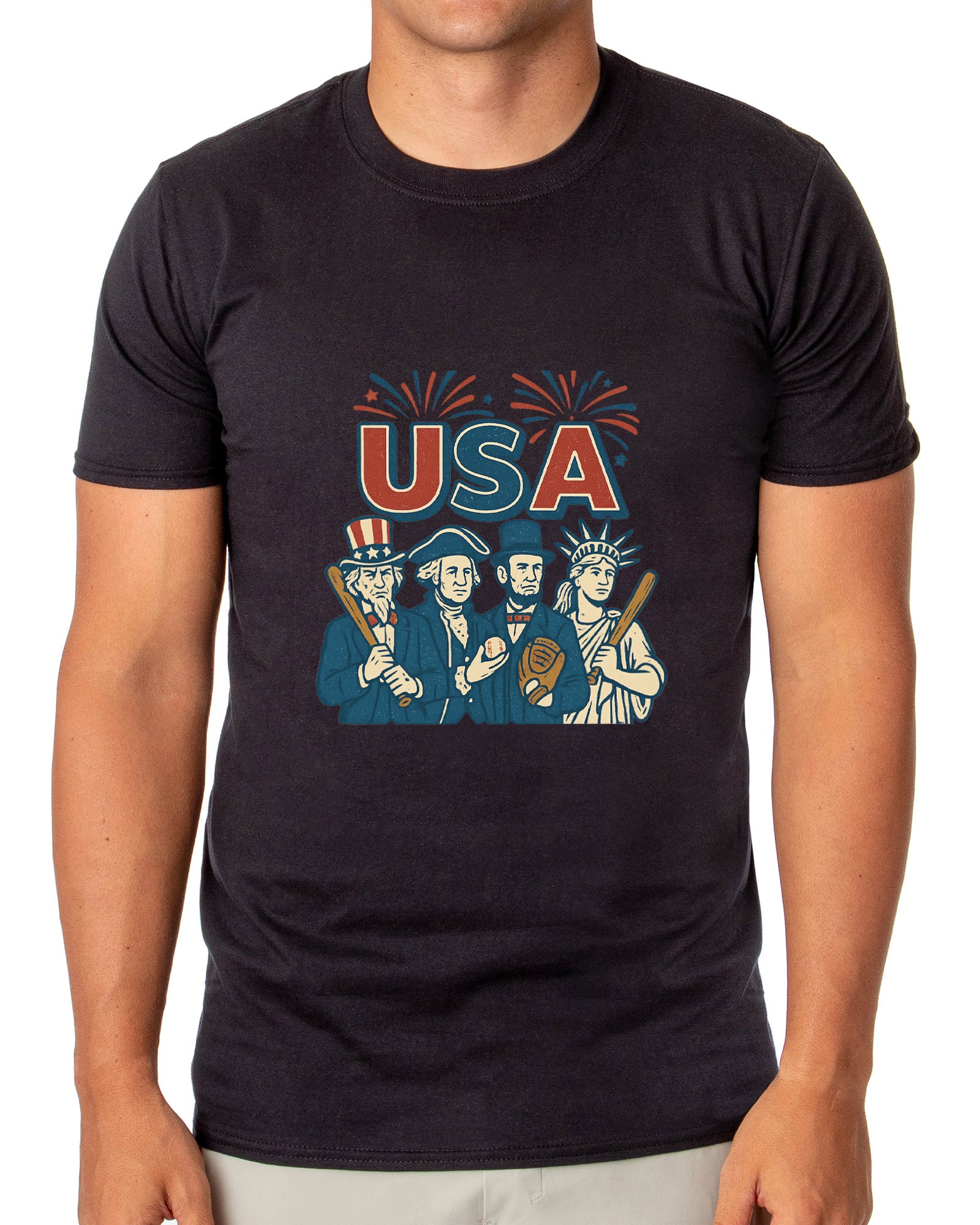 All-Stars of America T-Shirt Men's Baseball Inspired USA Adult Tee