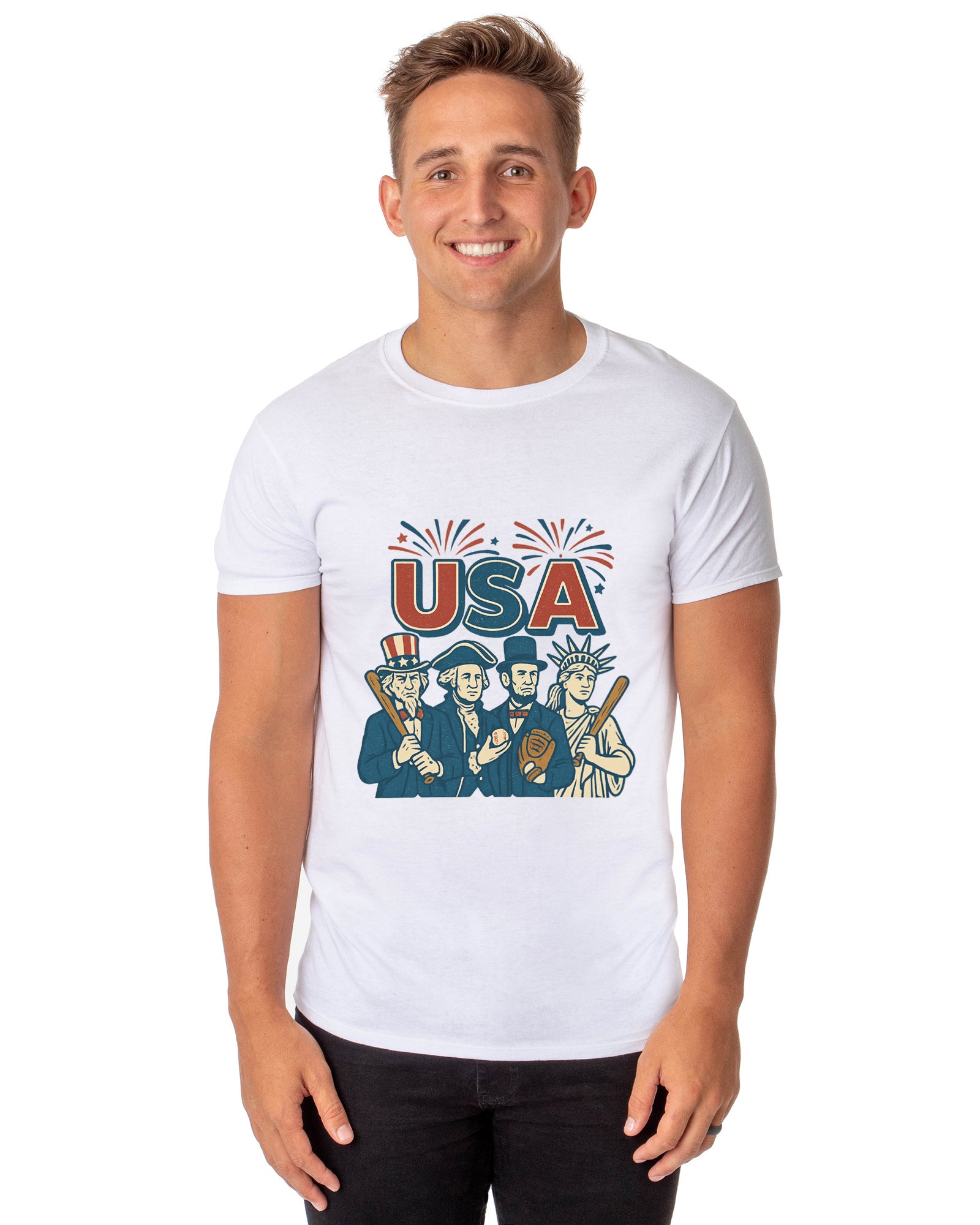 All-Stars of America T-Shirt Men's Baseball Inspired USA Adult Tee