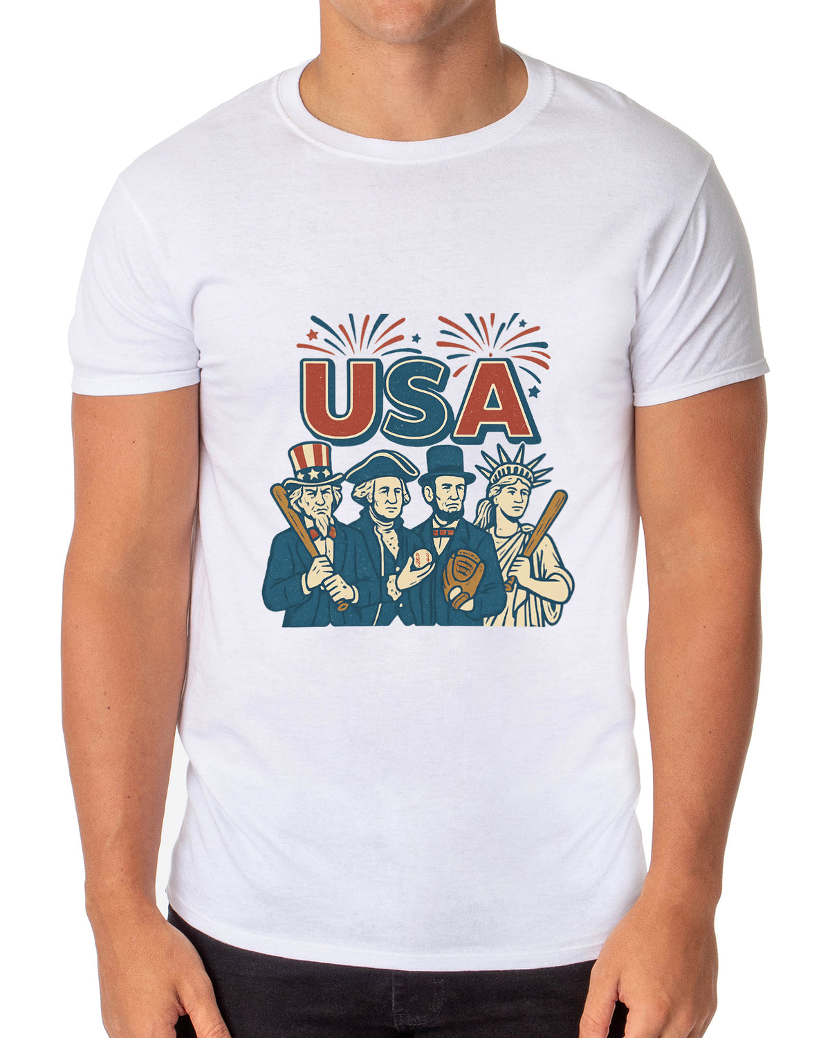 All-Stars of America T-Shirt Men's Baseball Inspired USA Adult Tee